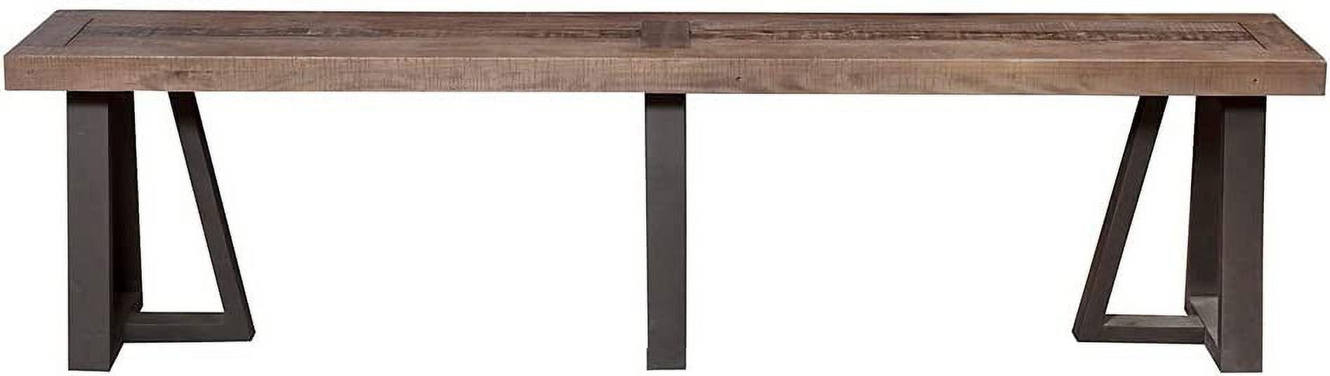 Reclaimed Pine and Black Metal Rustic Dining Bench, 75"