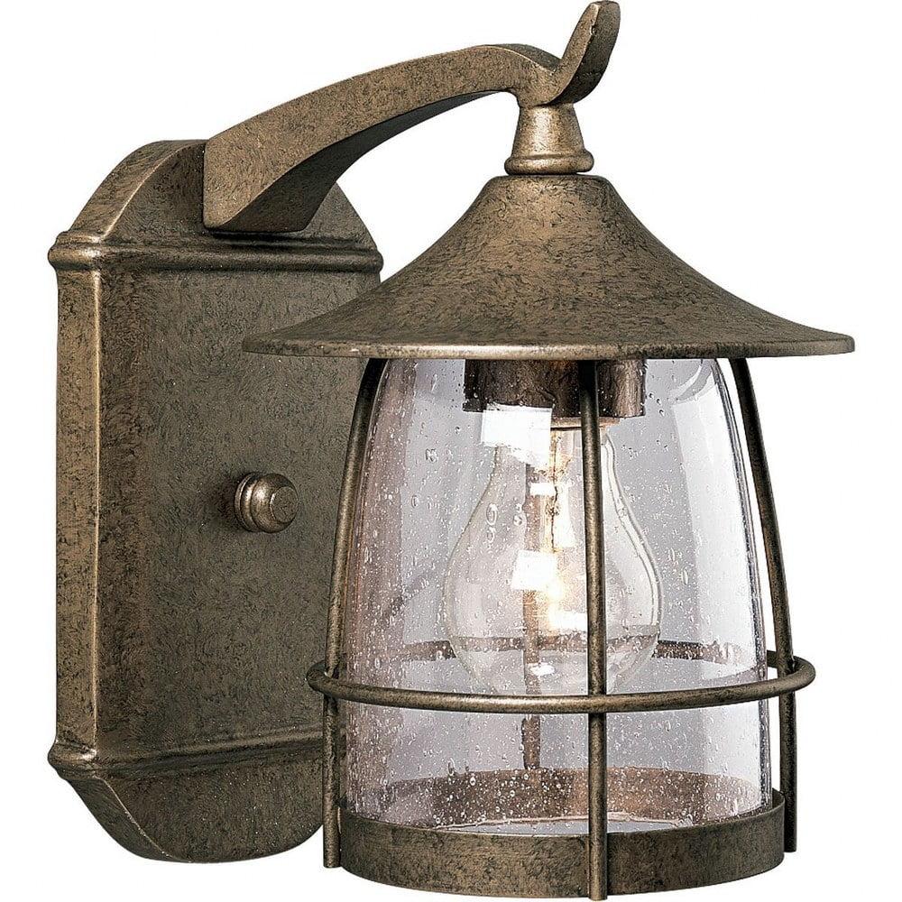 Burnished Chestnut Nickel Outdoor Wall Lantern with Clear Seeded Glass