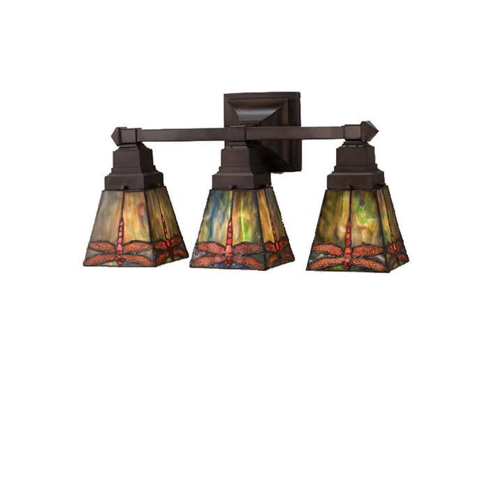 Aurora Midnight 3-Light Stained Glass Vanity Light in Mahogany Bronze