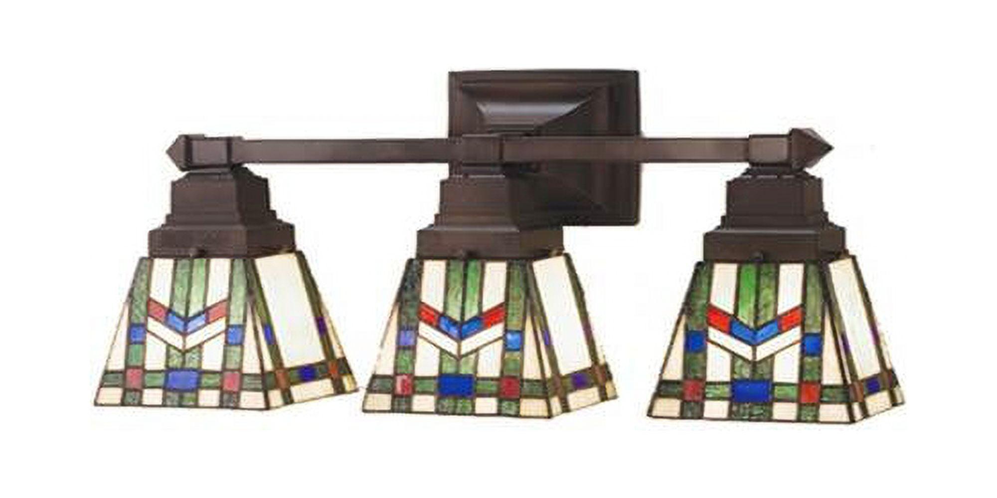 Meyda 20" Bronze Prairie Wheat Stained Glass Vanity Light