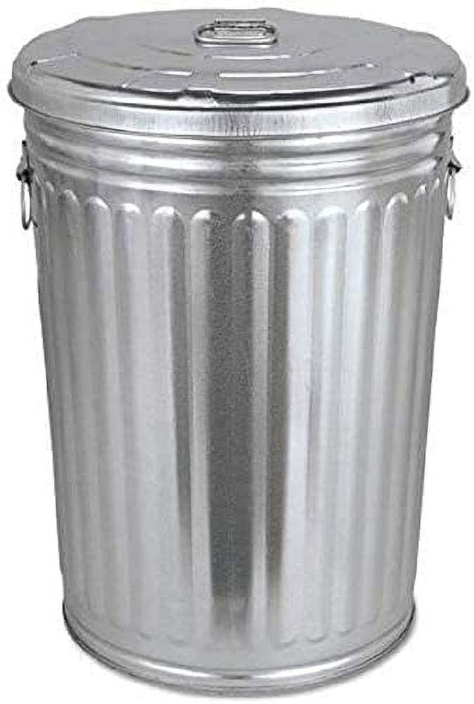 Pre-Galvanized Trash Can with Lid Round, Steel, 20gal, Grey, Outdoor Garbage Can.