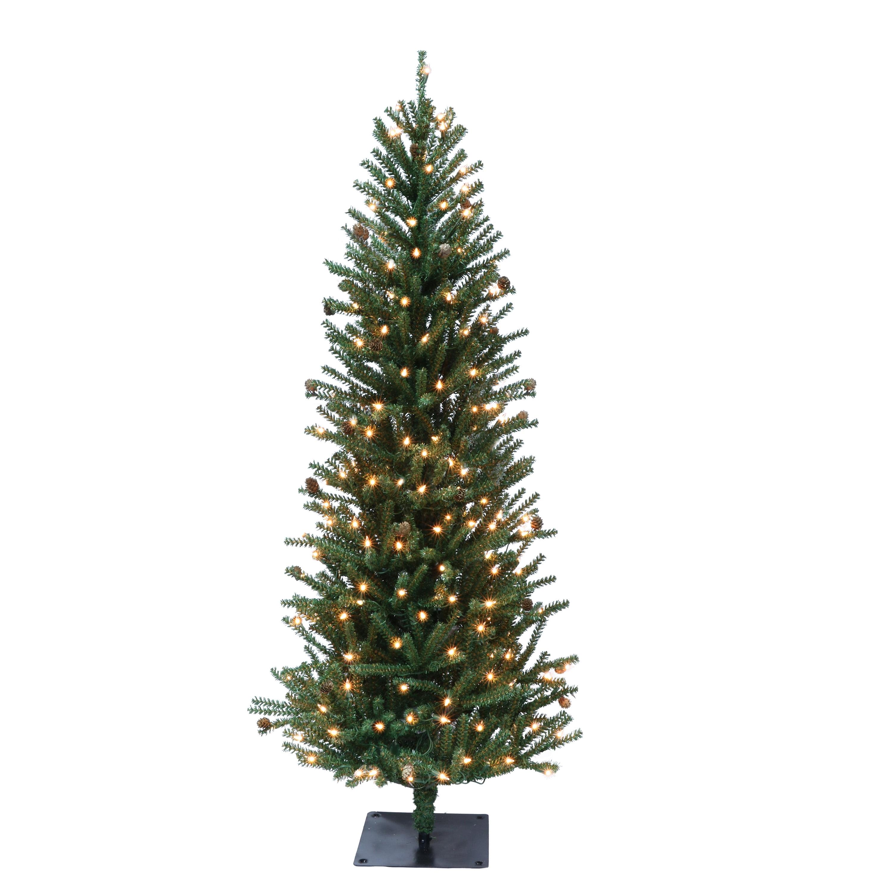 Pre-Lit 6' Green Fir Artificial Christmas Tree with Lights and Pine Cones