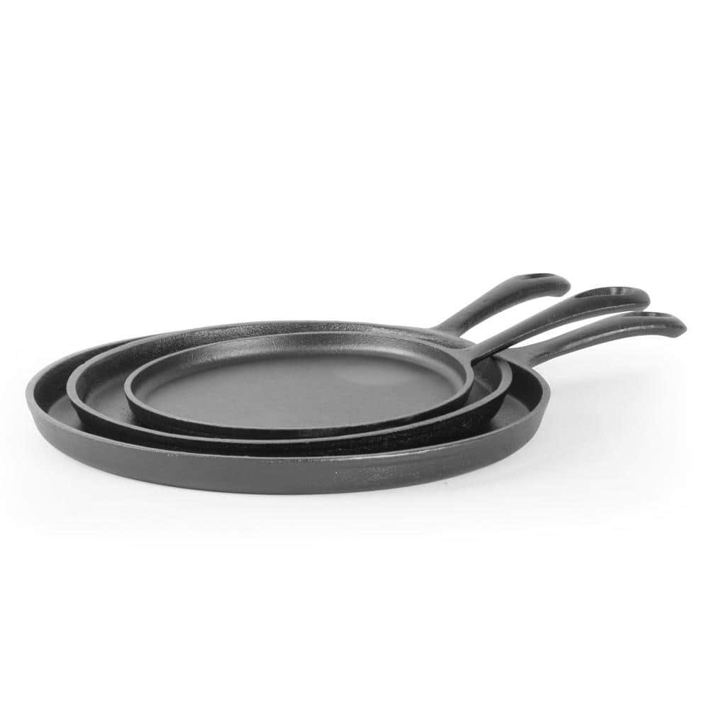 Commercial Chef 3-Piece Cast Iron Griddle Pan Set, Black