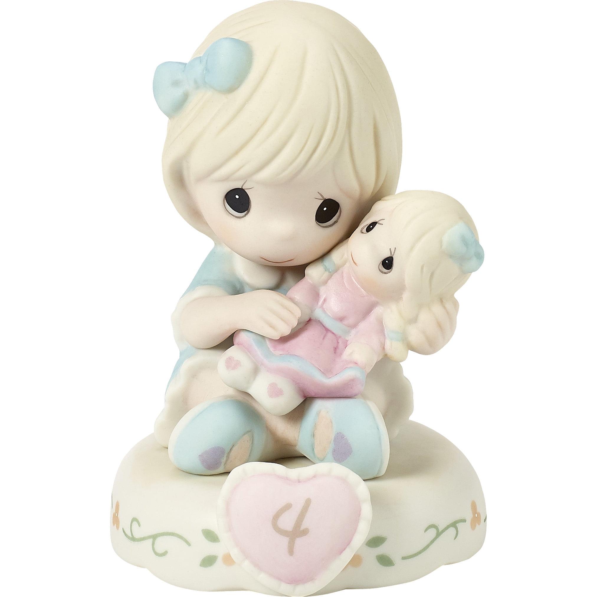 Blonde Porcelain Girl Figurine with Doll, 3.74"