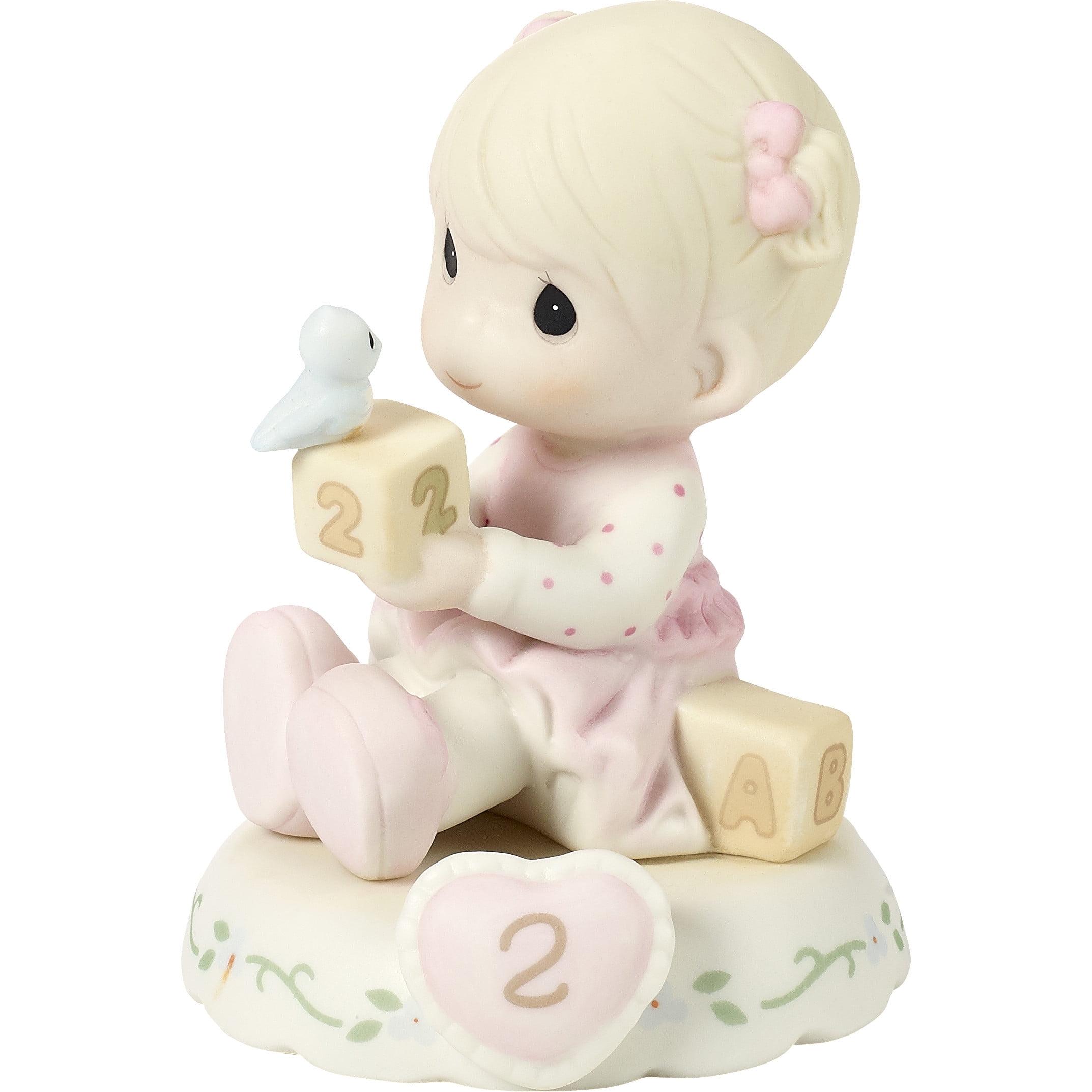 Blonde Girl with Blocks Porcelain Figurine, 3.5 Inches