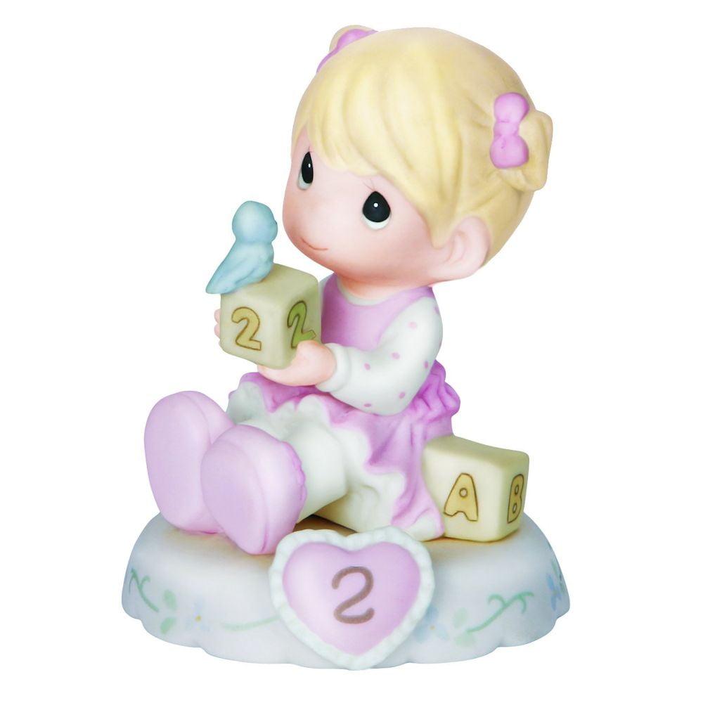 Blonde Girl with Blocks Porcelain Figurine, 3.5 Inches