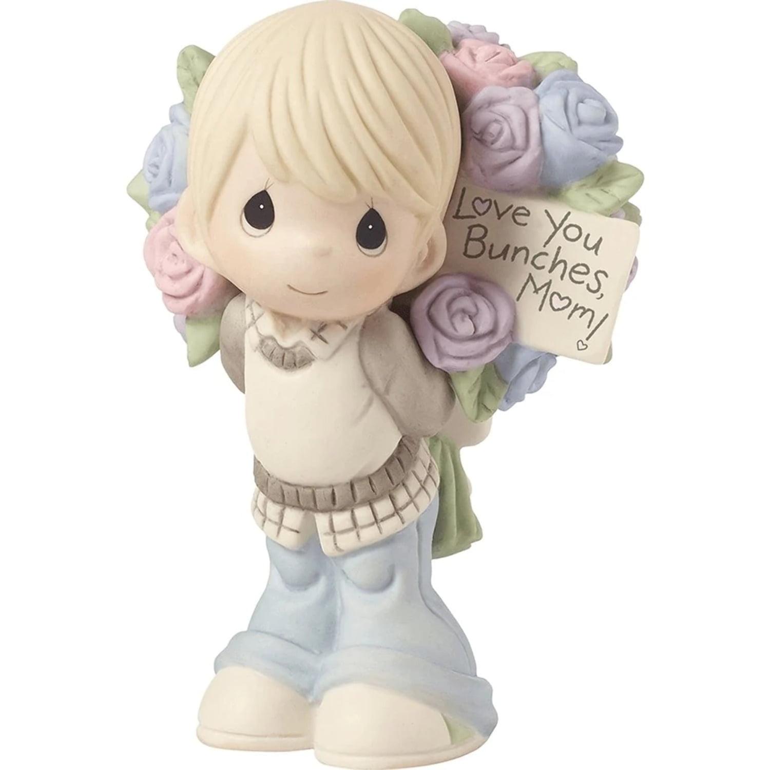 Boy with Rose Bouquet Porcelain Figurine in Pastel Colors