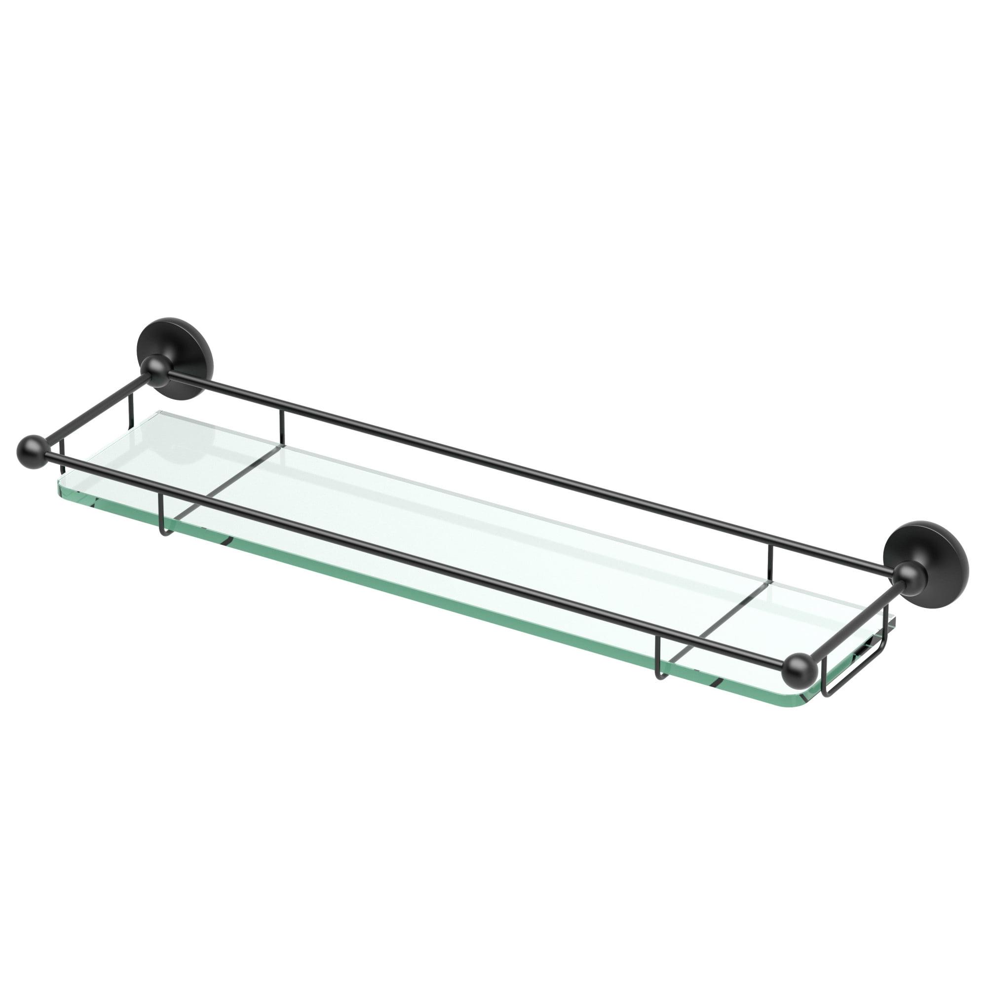 Elegant Matte Black 22" Tempered Glass Floating Bathroom Shelf