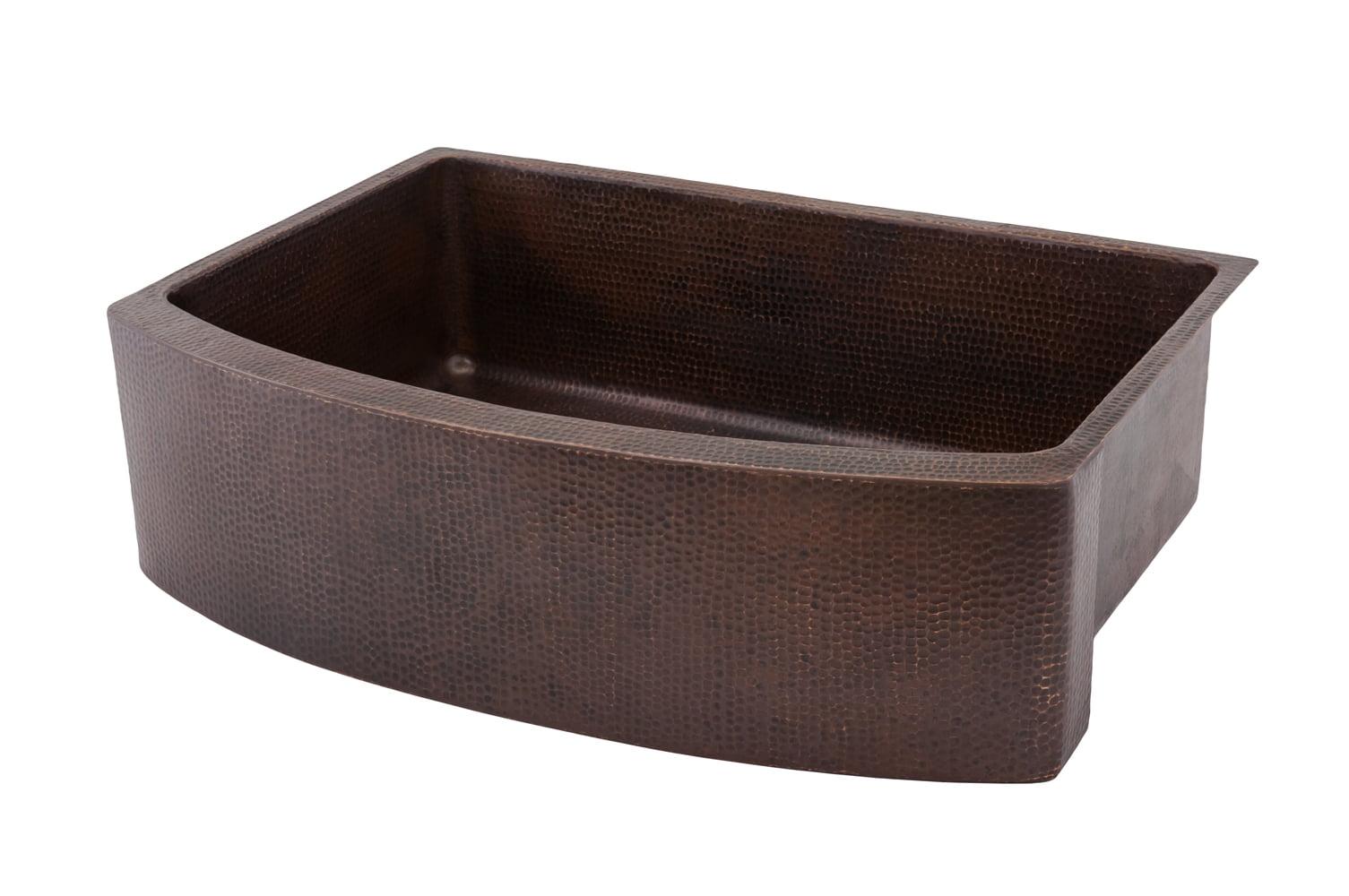 33" Hammered Copper Rounded Apron Front Single Basin Kitchen Sink