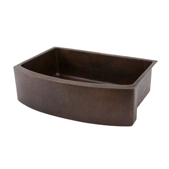 33" Hammered Copper Rounded Apron Front Single Basin Kitchen Sink