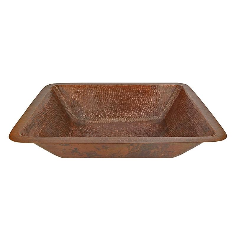 19" Rectangle Under Counter Hammered Copper Bathroom Sink