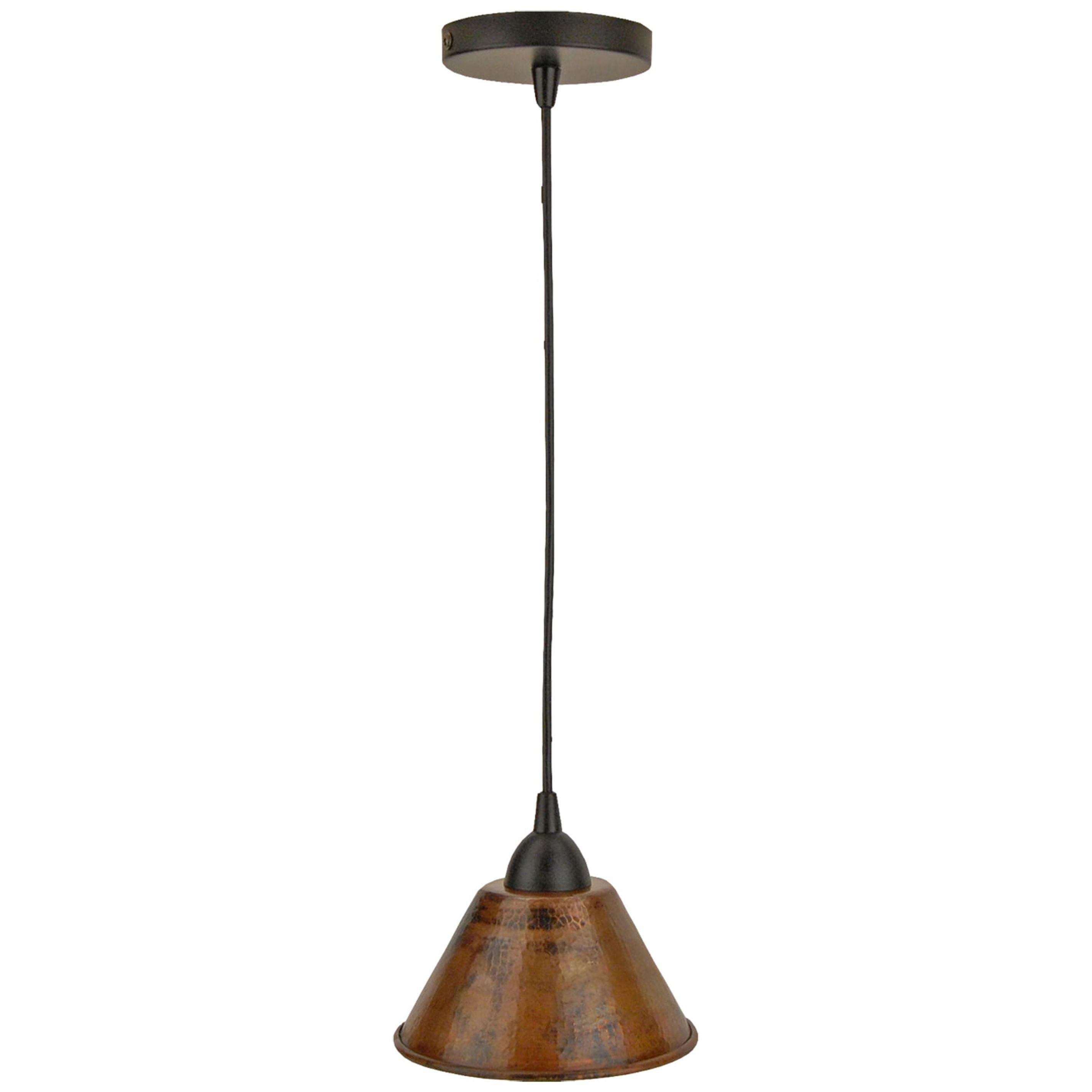 Hammered Copper 7" Pendant Light in Oil Rubbed Bronze with Matte Black Cord