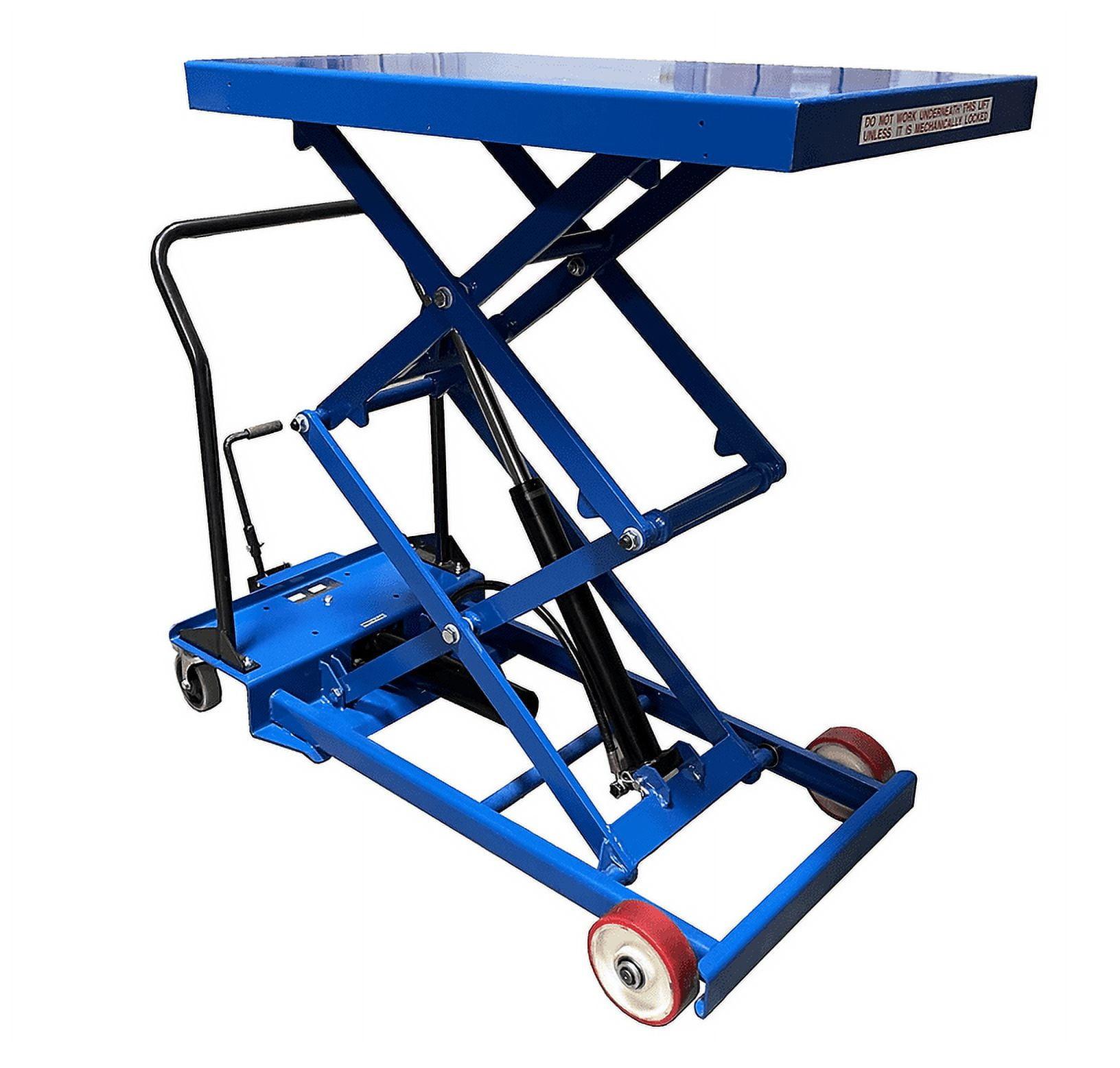 Blue Hydraulic Double Scissor Lift Table with Alloy Steel Frame