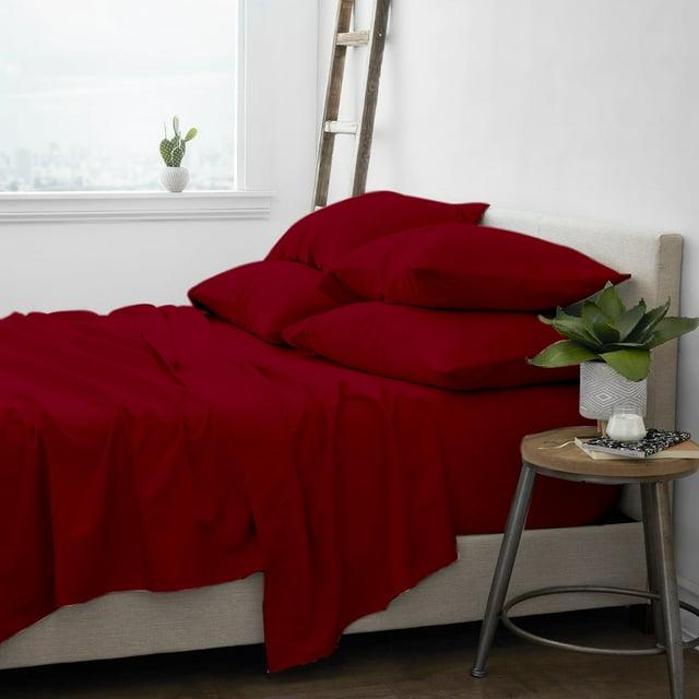 Solid 6 Piece Sheet Set - Ultra Soft - Becky Cameron (Extra Pillow Cases!), Burgundy, King
