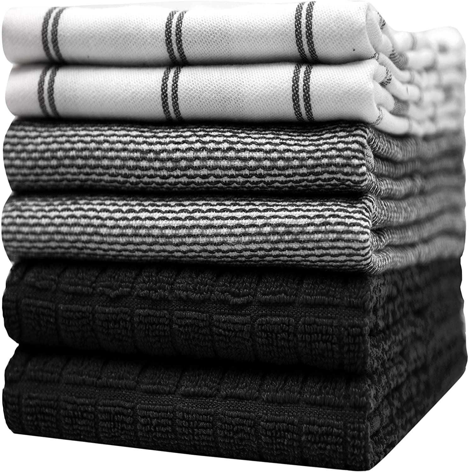 Checkered Cotton Terry Kitchen Towel Set, 20" x 28", 6-Pack