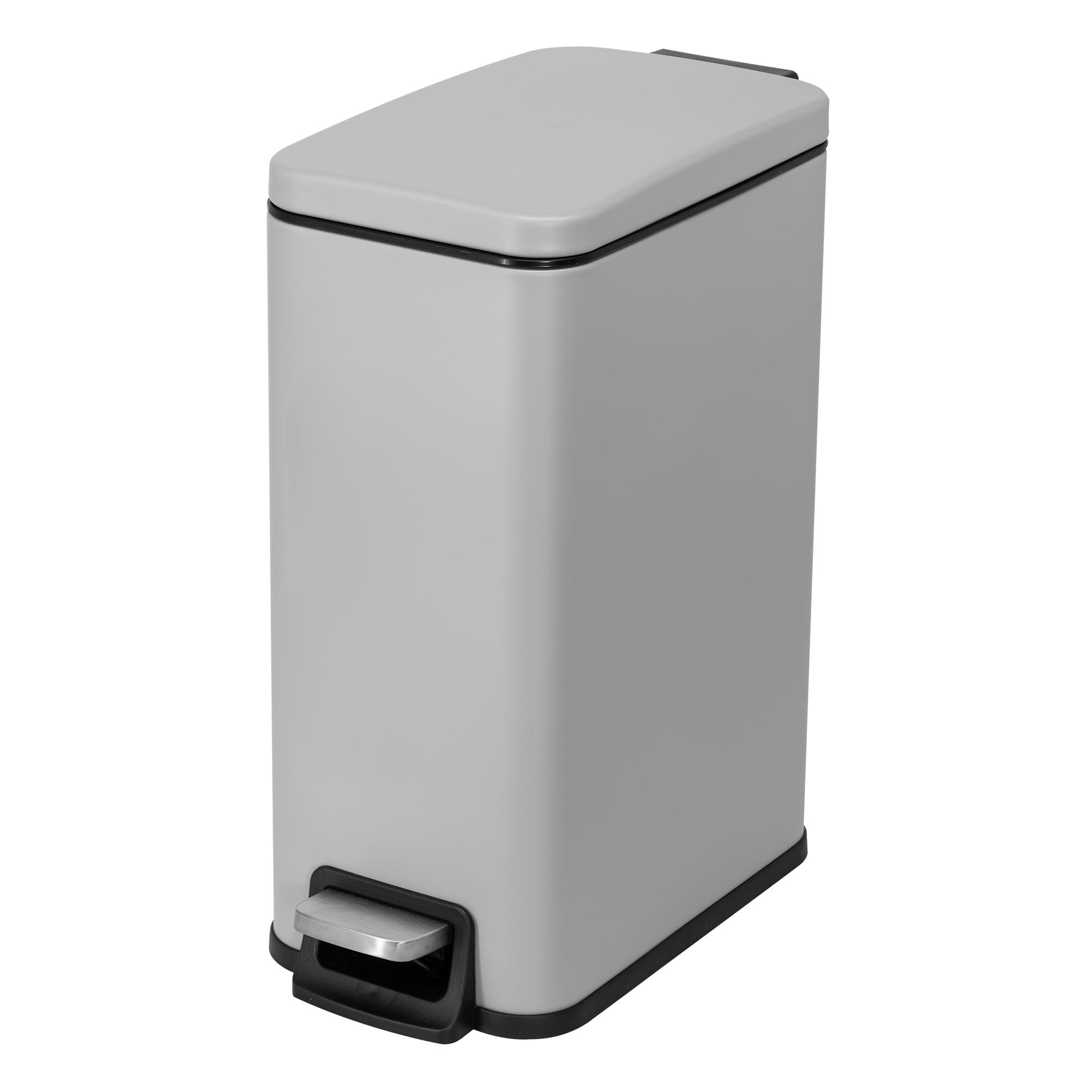 Matte Gray Stainless Steel 1.6 Gal Pedal Bathroom Trash Can