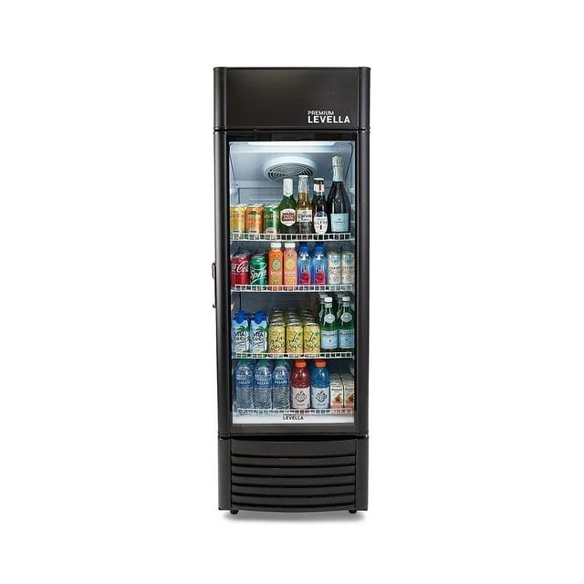 Premium Levella 9.0 cu ft 1-Glass Door Commercial Refrigerator, Matte Black