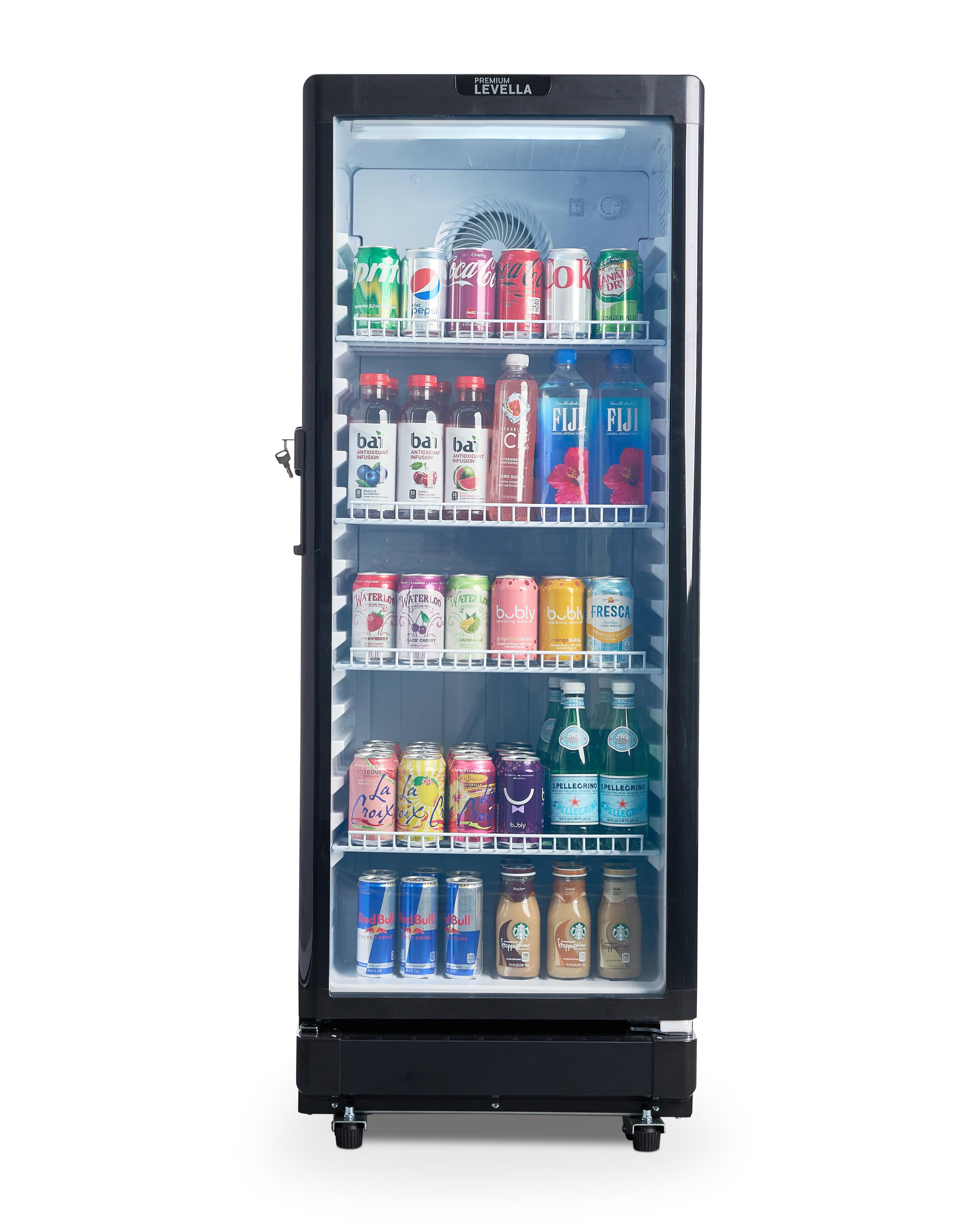 Black Glass Door Commercial Beverage Cooler with LED Lighting