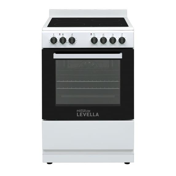 Premium Levella PREV2405VW 24" Vitroceramic Cooktop Electric Range with 4 Burners and 2.4 Cu. Ft. Single Convection Oven - White