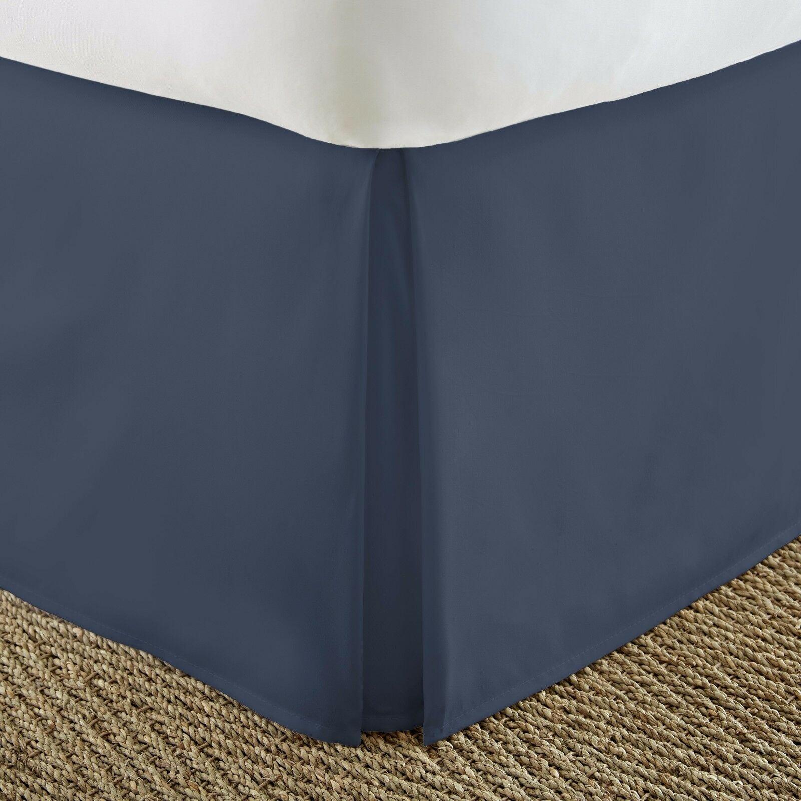 Navy and White Queen Cotton Polyester Bed Skirt