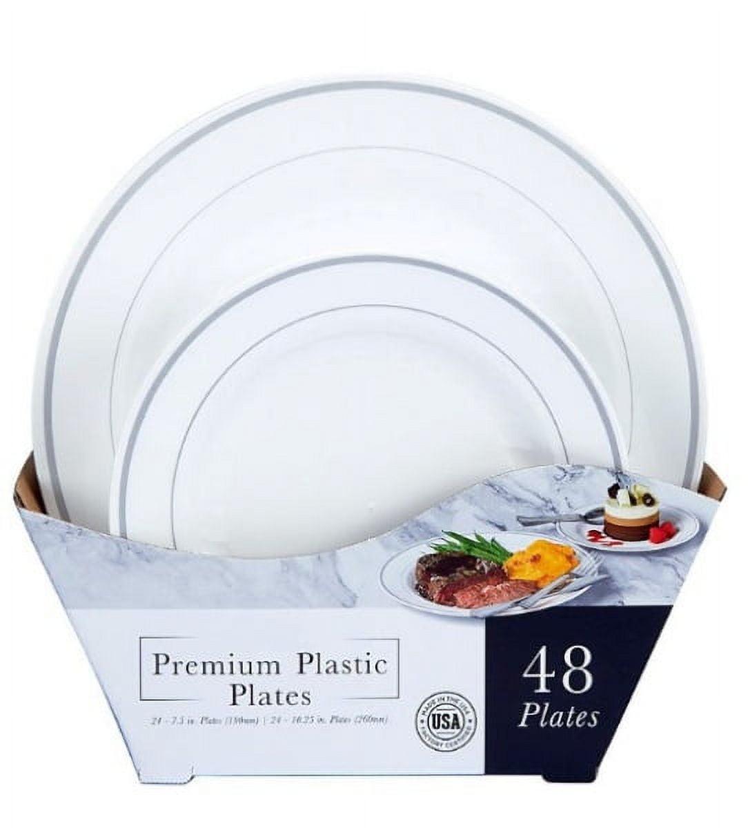 White Premium Plastic Heavyweight Plates Combo Pack, 48 Count