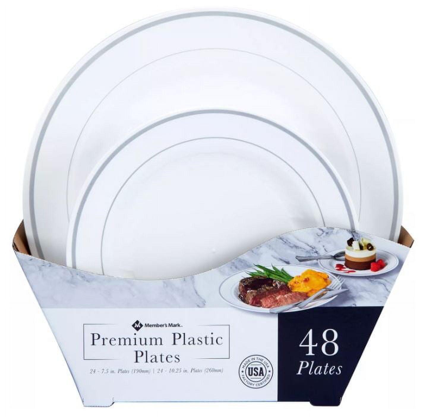 White Premium Plastic Heavyweight Plates Combo Pack, 48 Count