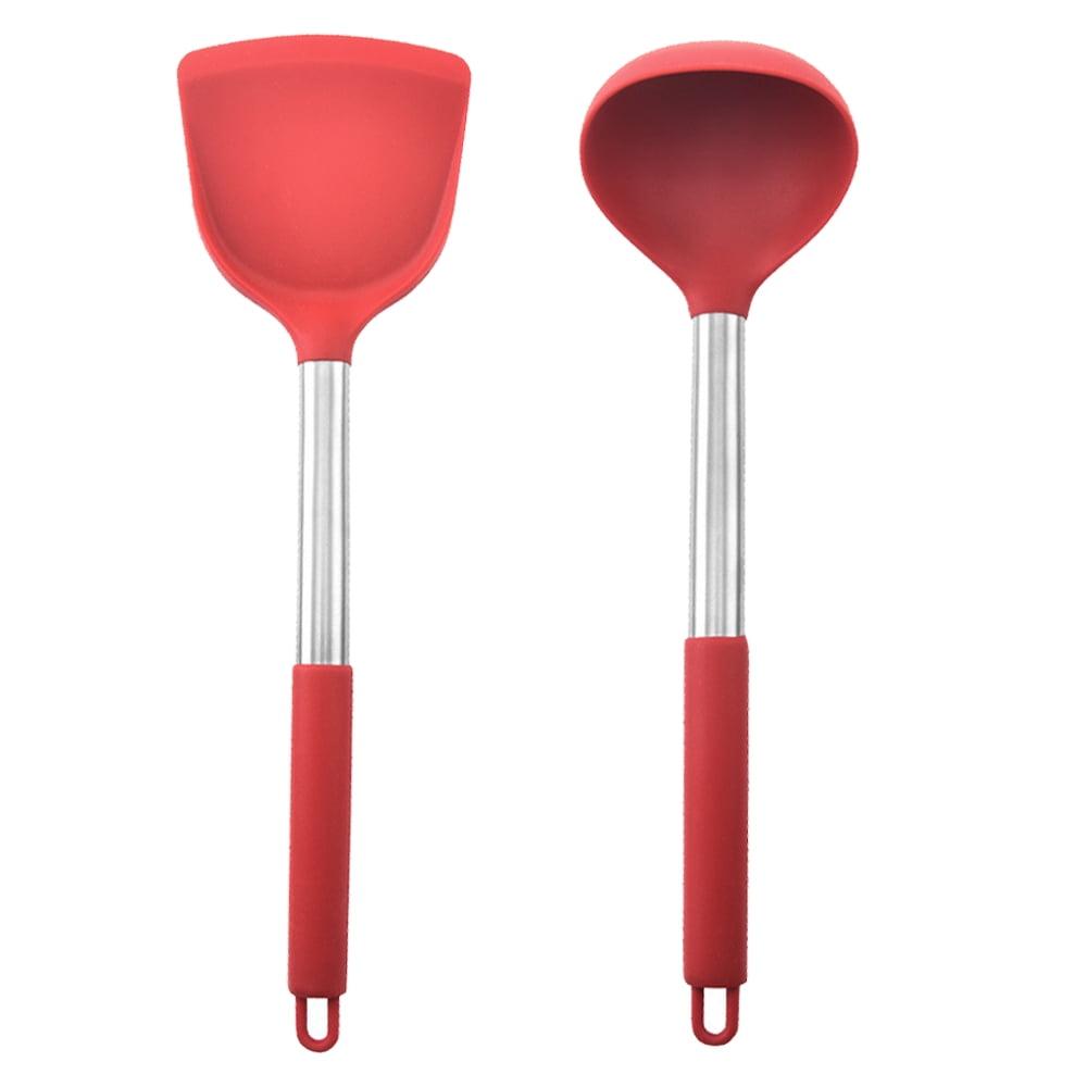 Premium Silicone and Steel Cooking Utensil Set, Red