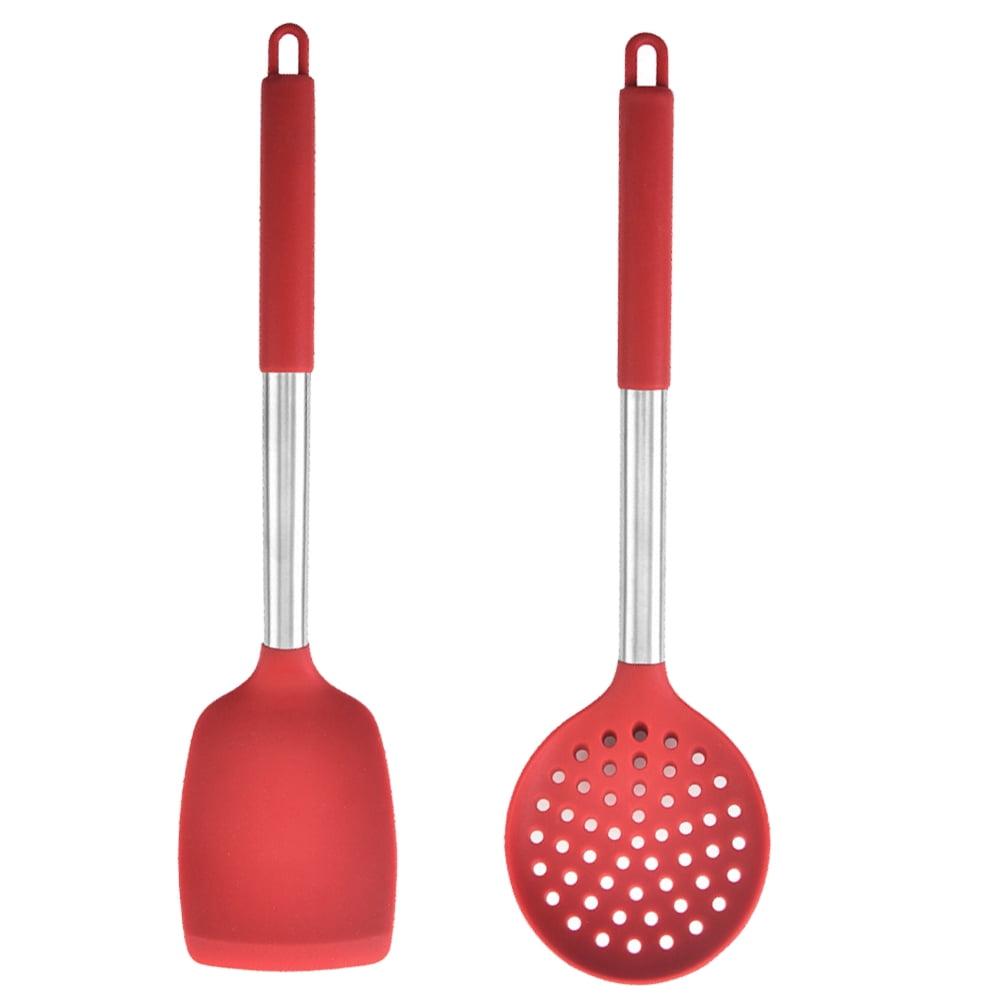 Premium Silicone and Steel Cooking Utensil Set, Red