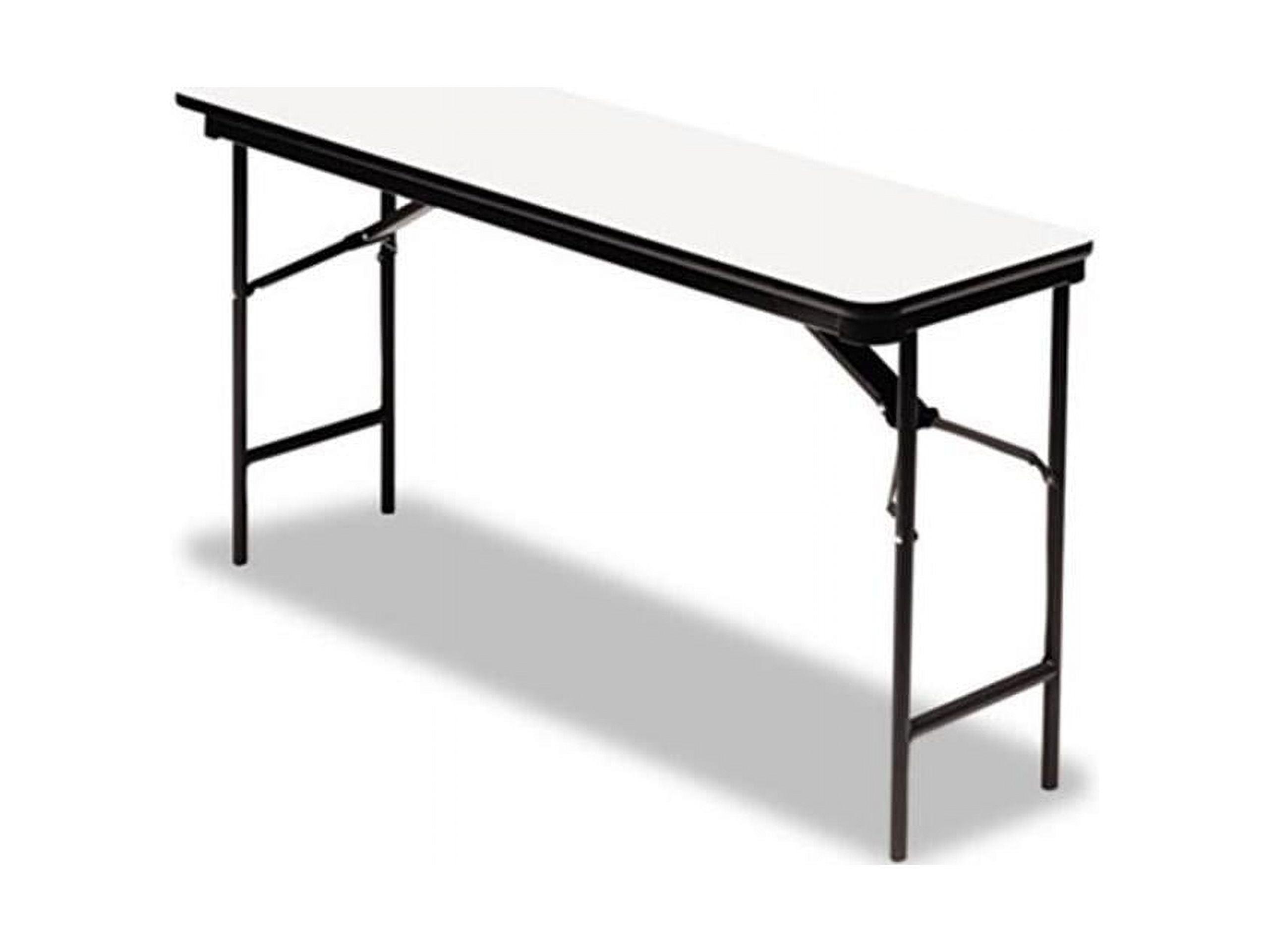 Gray Wood Laminate Folding Table with Steel Legs, 72"