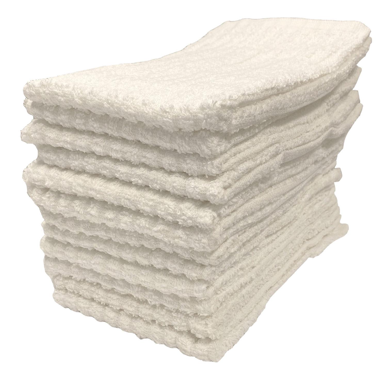 Premius 12-Pack White Cotton Bar Mop Kitchen Towels