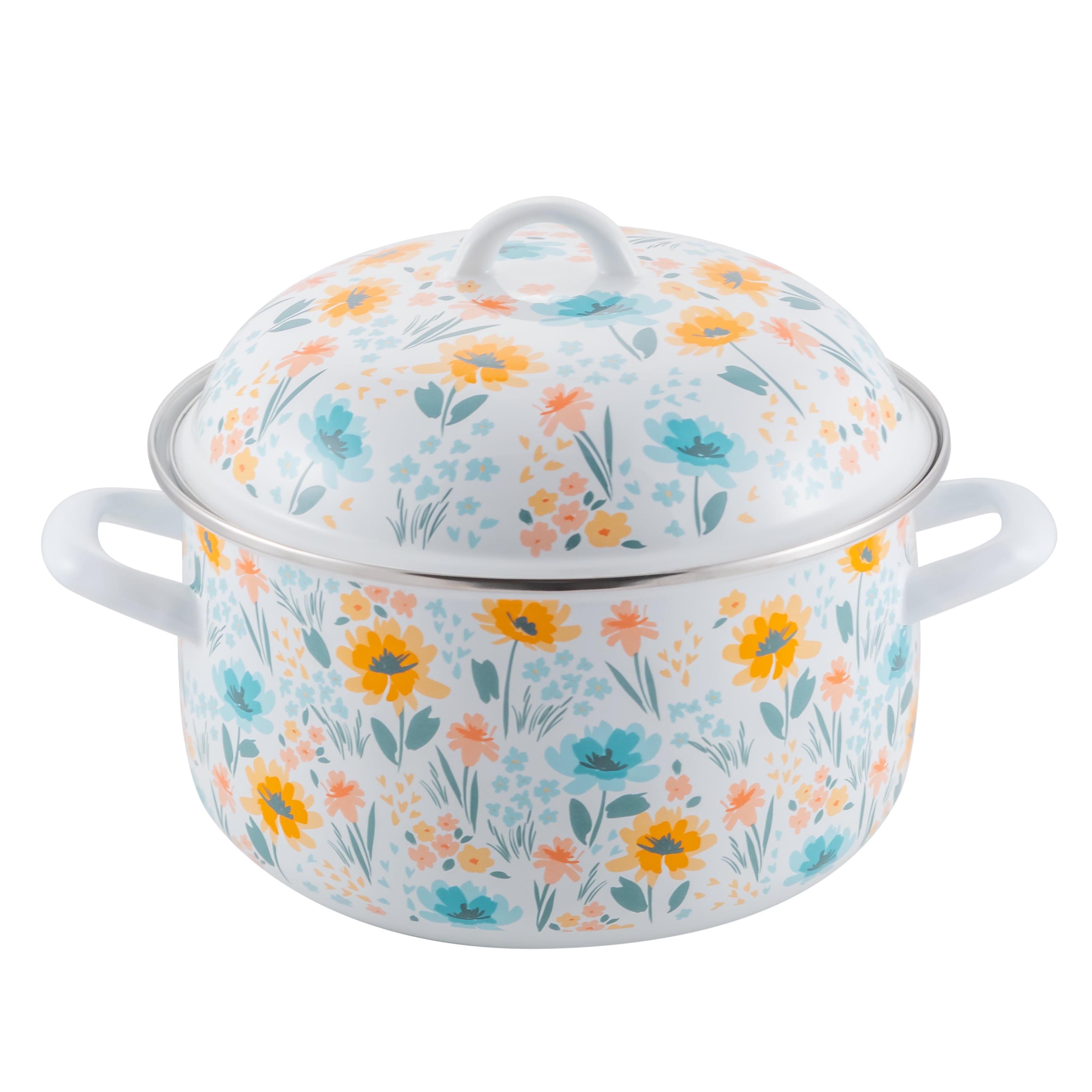 Prep•N•Cook by McSunley 6Qt Floral Porcelain Enamel Dutch Oven