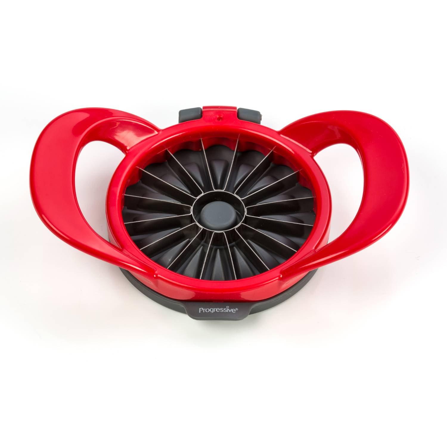 Prepworks Thin Apple Slicer: Stainless Steel Fruit & Mandolin Slicer, Dishwasher-Safe, Red