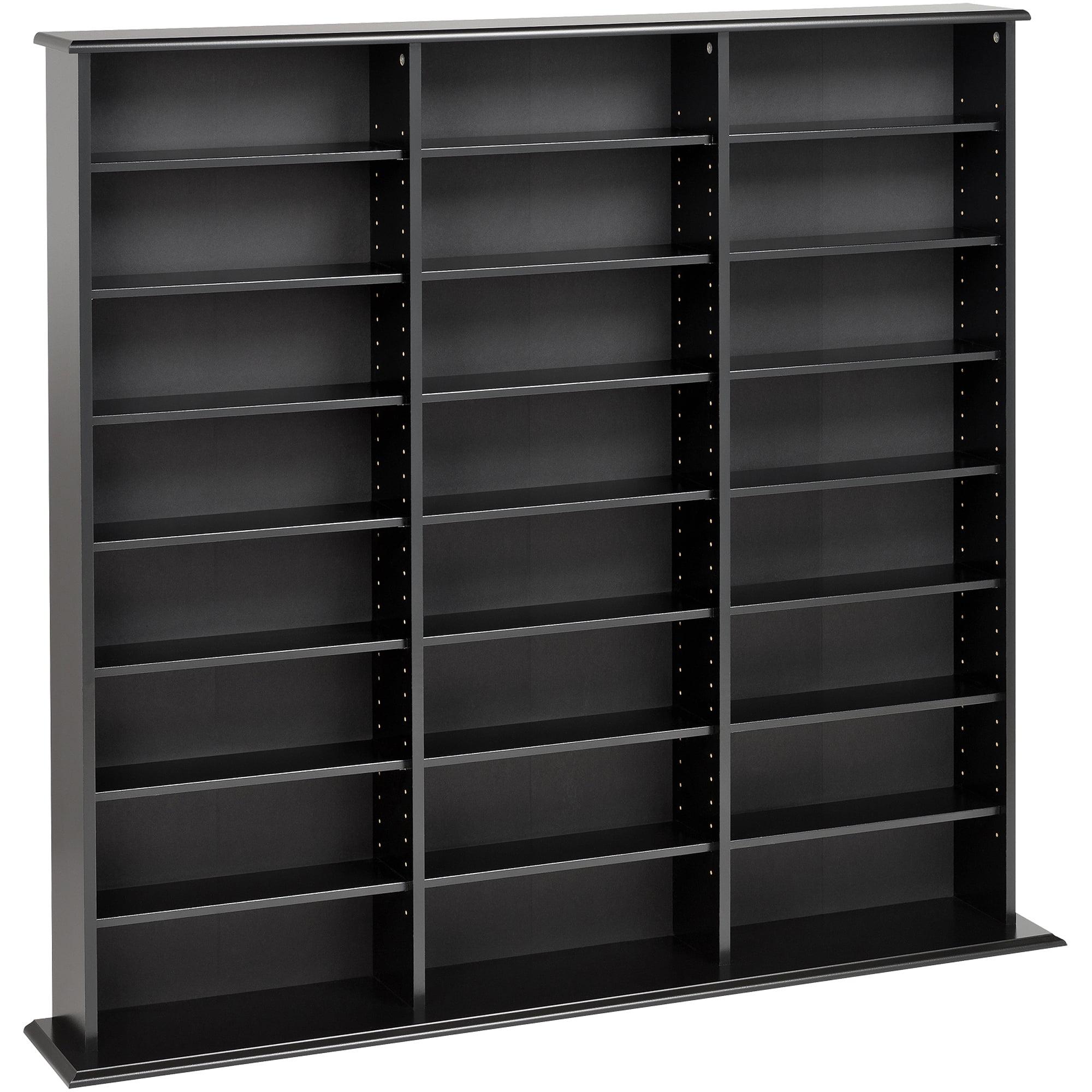 Sleek Deep Black Laminated Wood Composite Media Storage