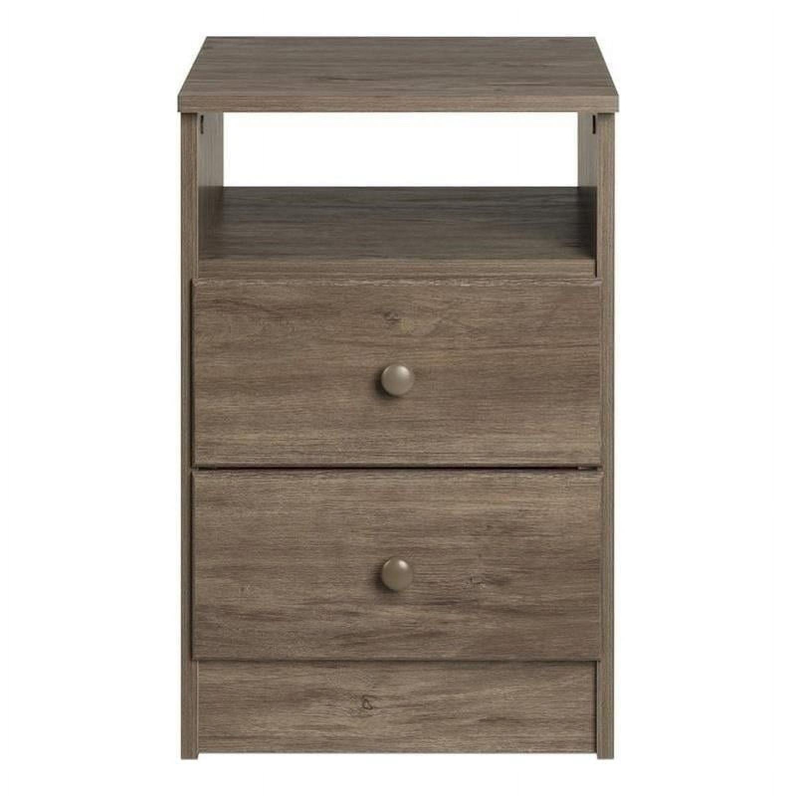 Prepac Astrid 2-Drawer Nightstand with Open Shelf, Drifted Gray