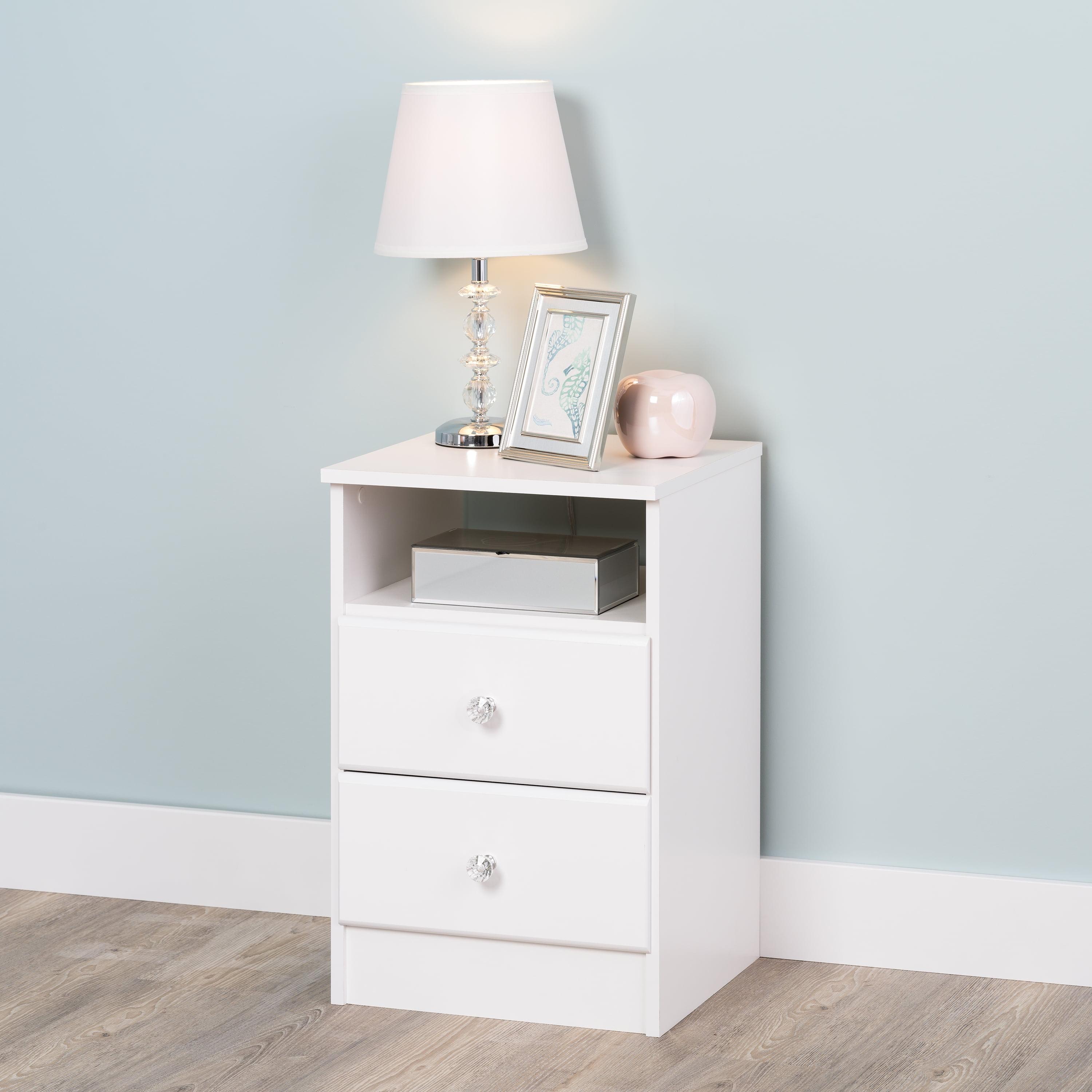 Astrid Crystal White 2-Drawer Nightstand with Acrylic Knobs