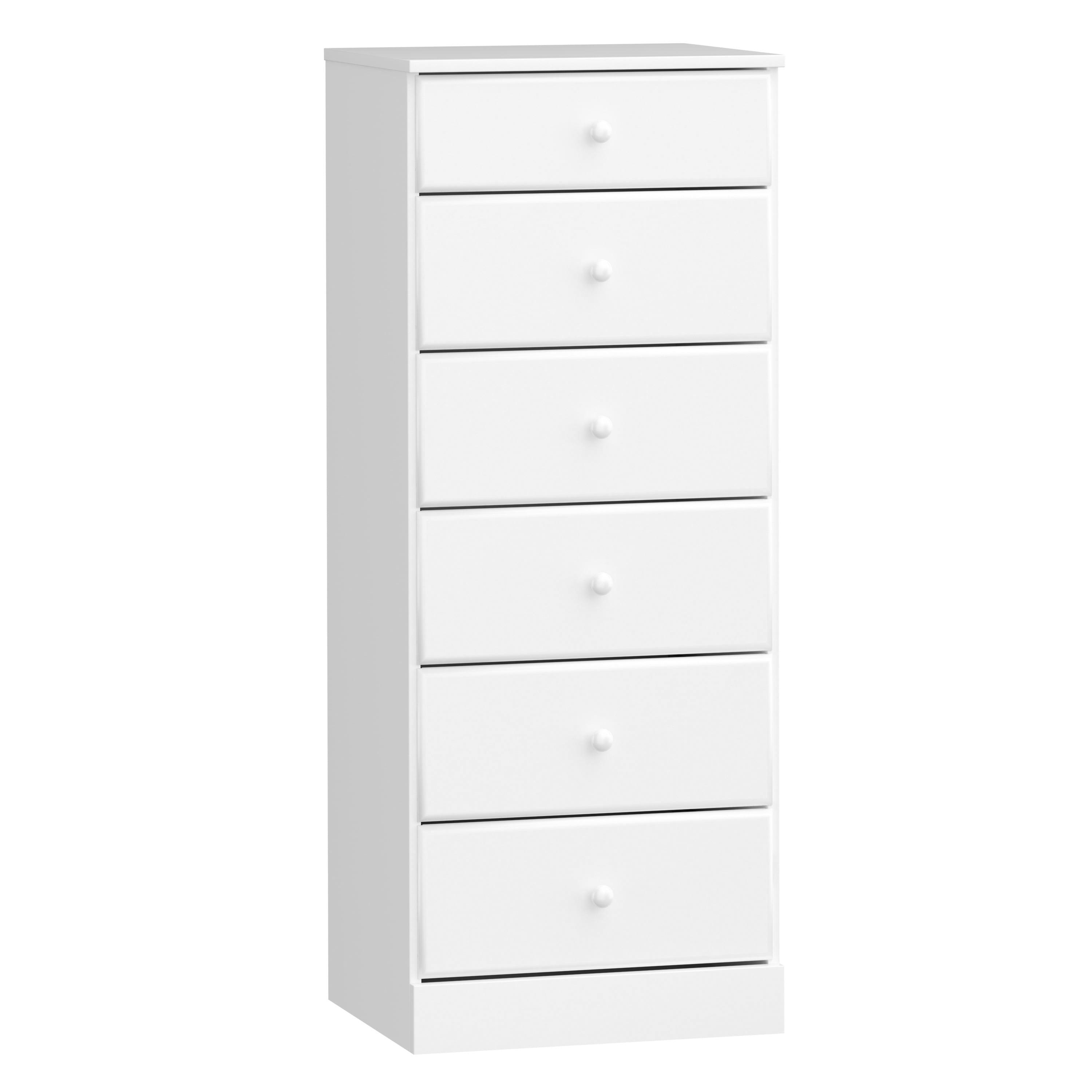 6 Drawers Astrid Vertical Dresser White - Prepac: Laminated Composite Wood, 5 Year Warranty, Nursery Storage