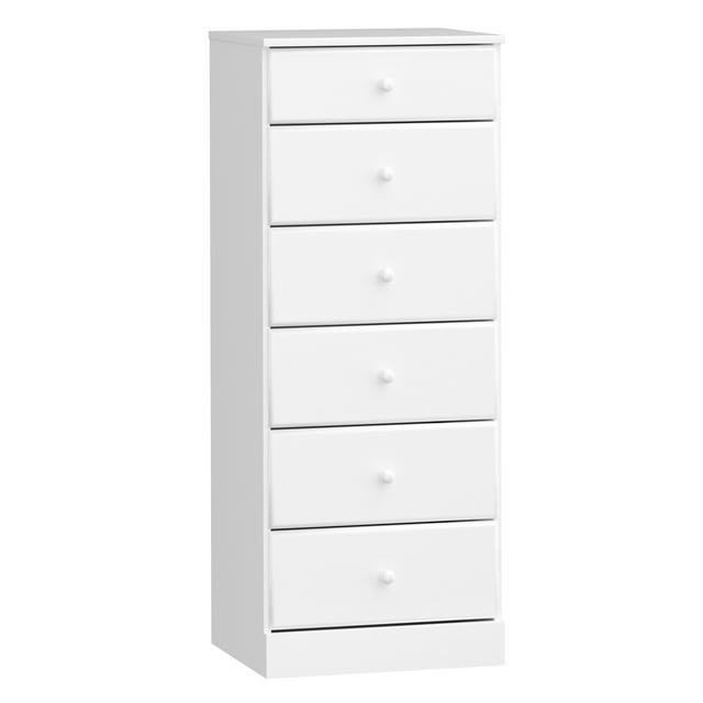 6 Drawers Astrid Vertical Dresser White - Prepac: Laminated Composite Wood, 5 Year Warranty, Nursery Storage