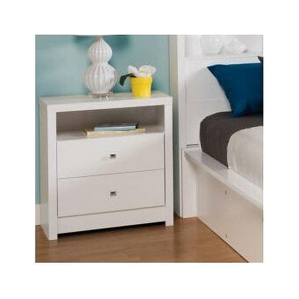 Calla Tall 2 Drawer Nightstand White - Prepac: Modern Style, Wood Composite, Includes Anti-Tip Hardware