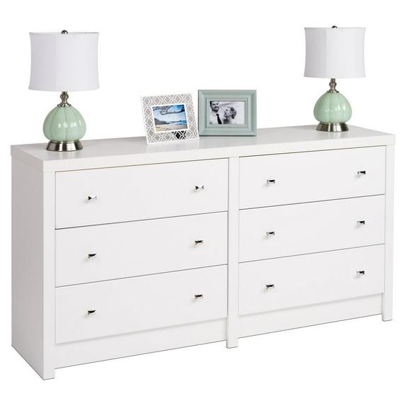 Calla 6 Drawer Dresser White - Prepac: Chic Cosmopolitan Style, Pure Laminate Finish, Metal Knobs
