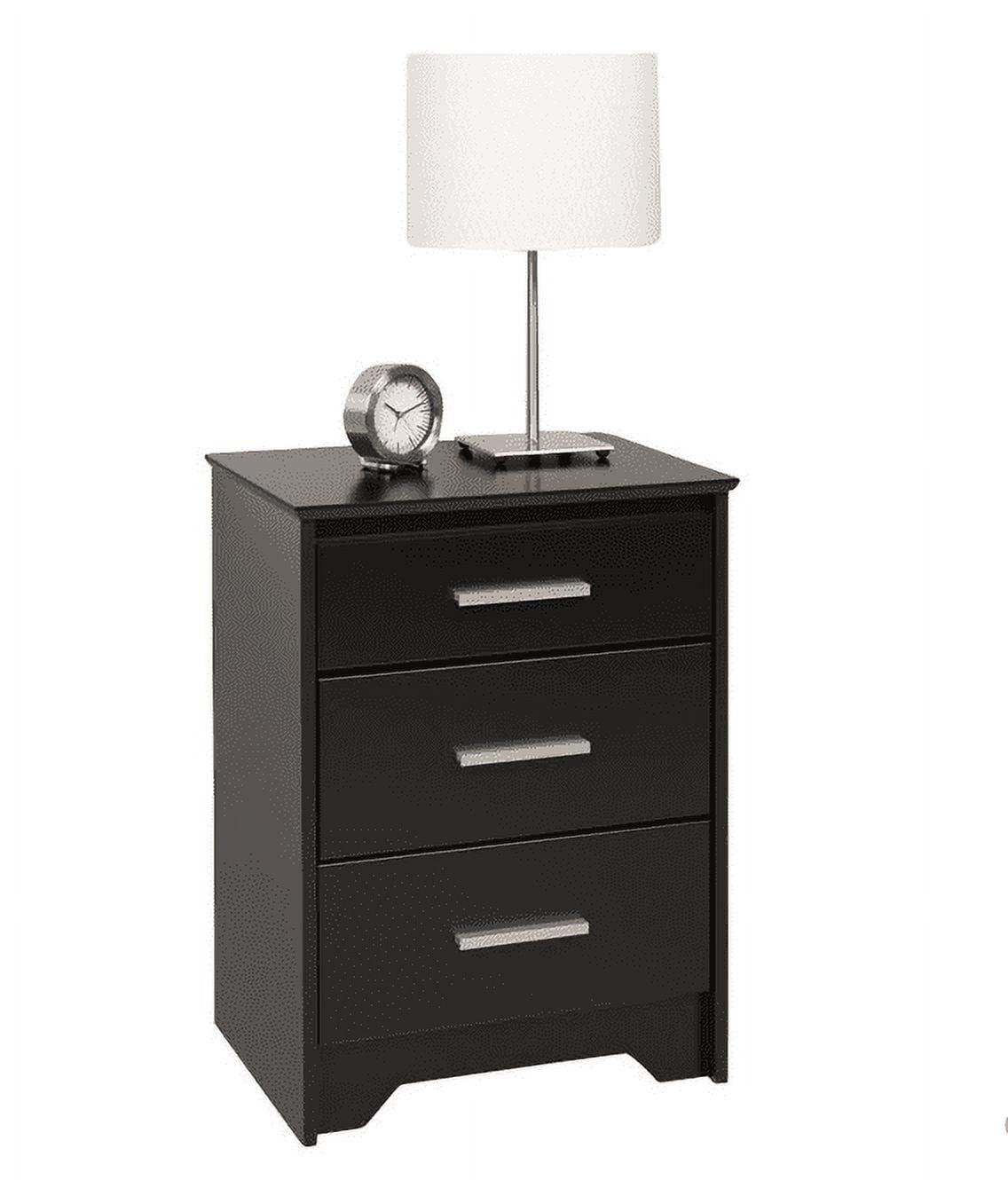 Harbor Matte Black 3-Drawer Tall Nightstand with Metal Handles