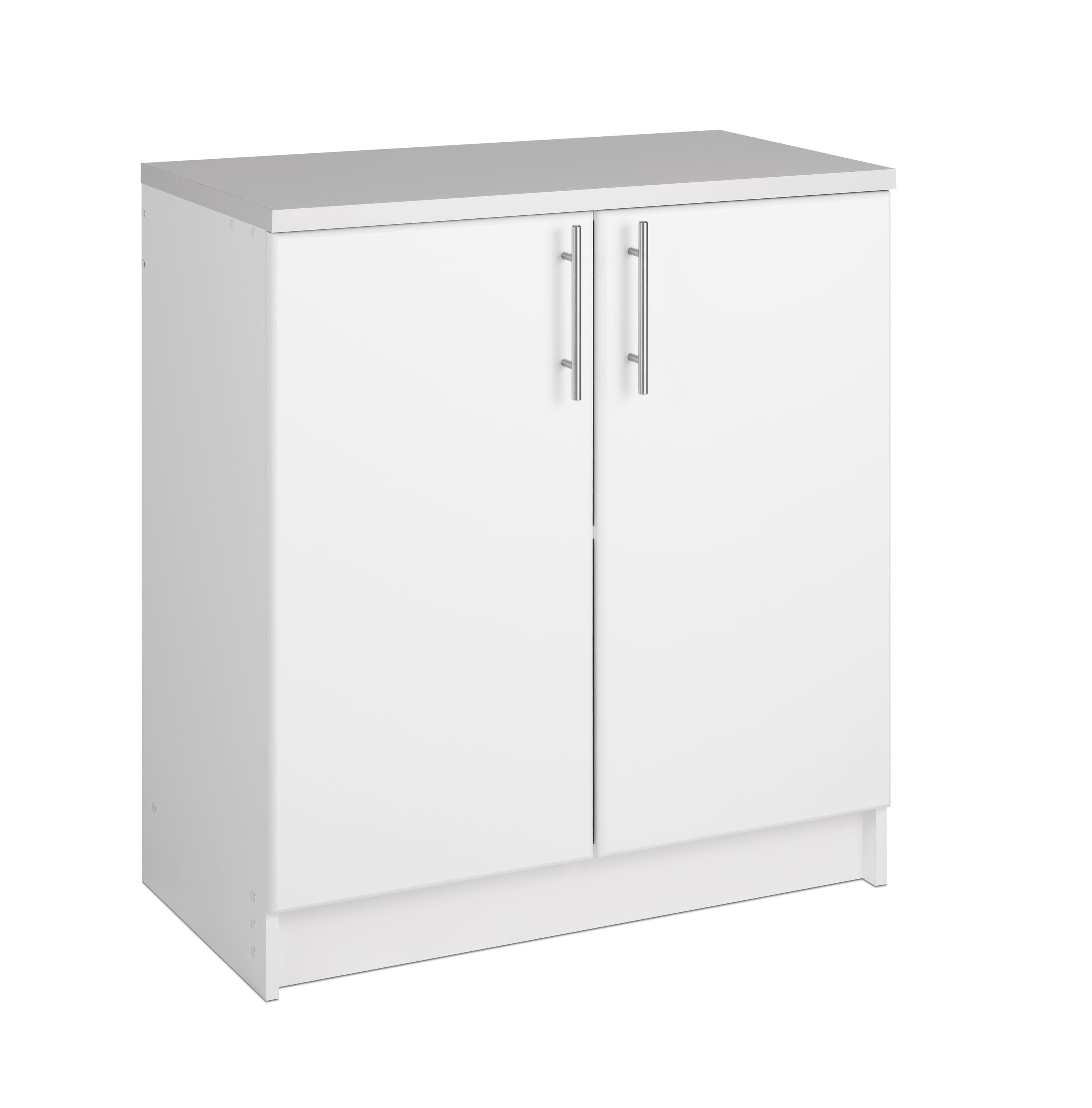 Freestanding White Office Storage Cabinet with Adjustable Shelving