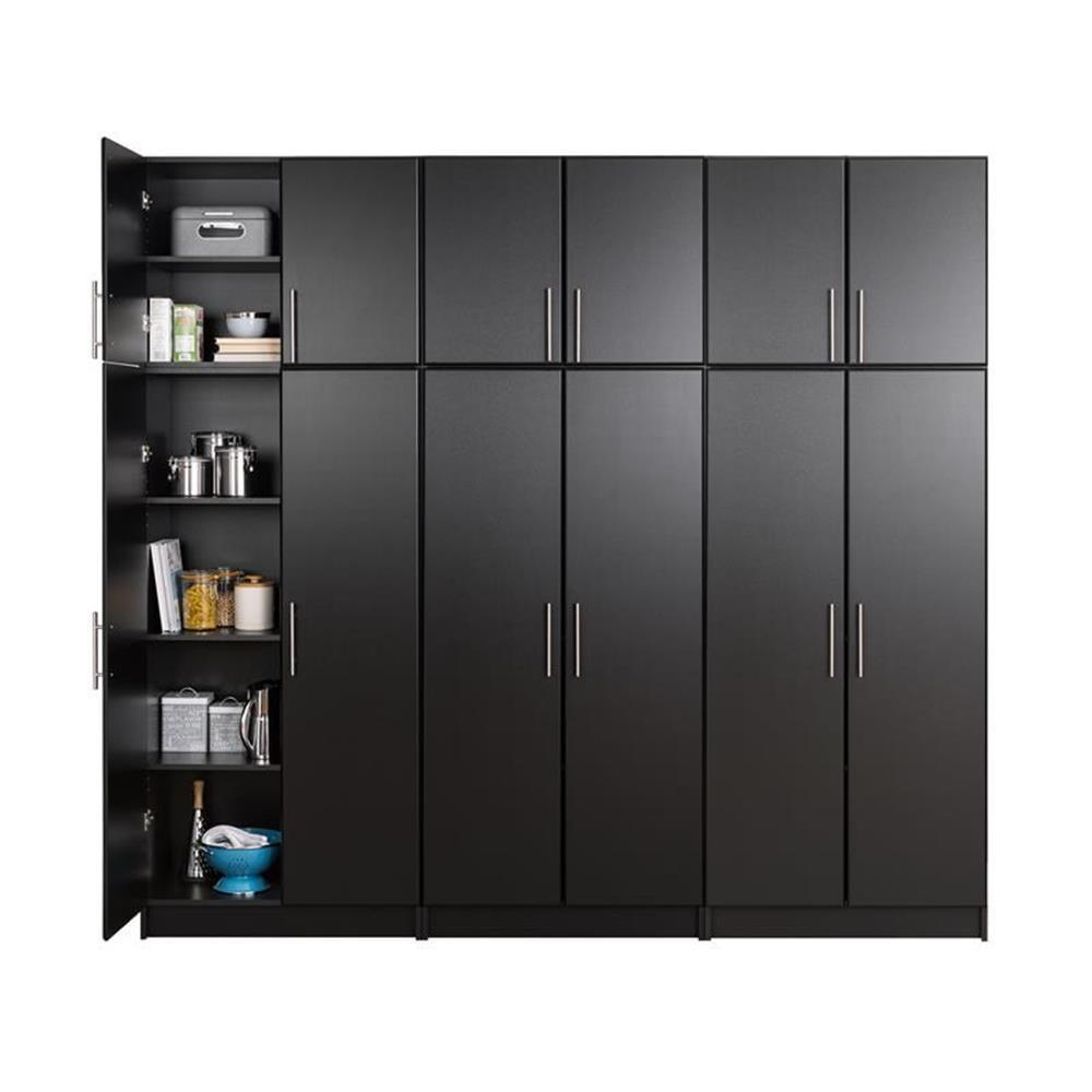 96" Elite with 6 Storage Cabinet Set Black - Prepac: MDF Laminated, 12 Shelves, Garage & Room Organizer