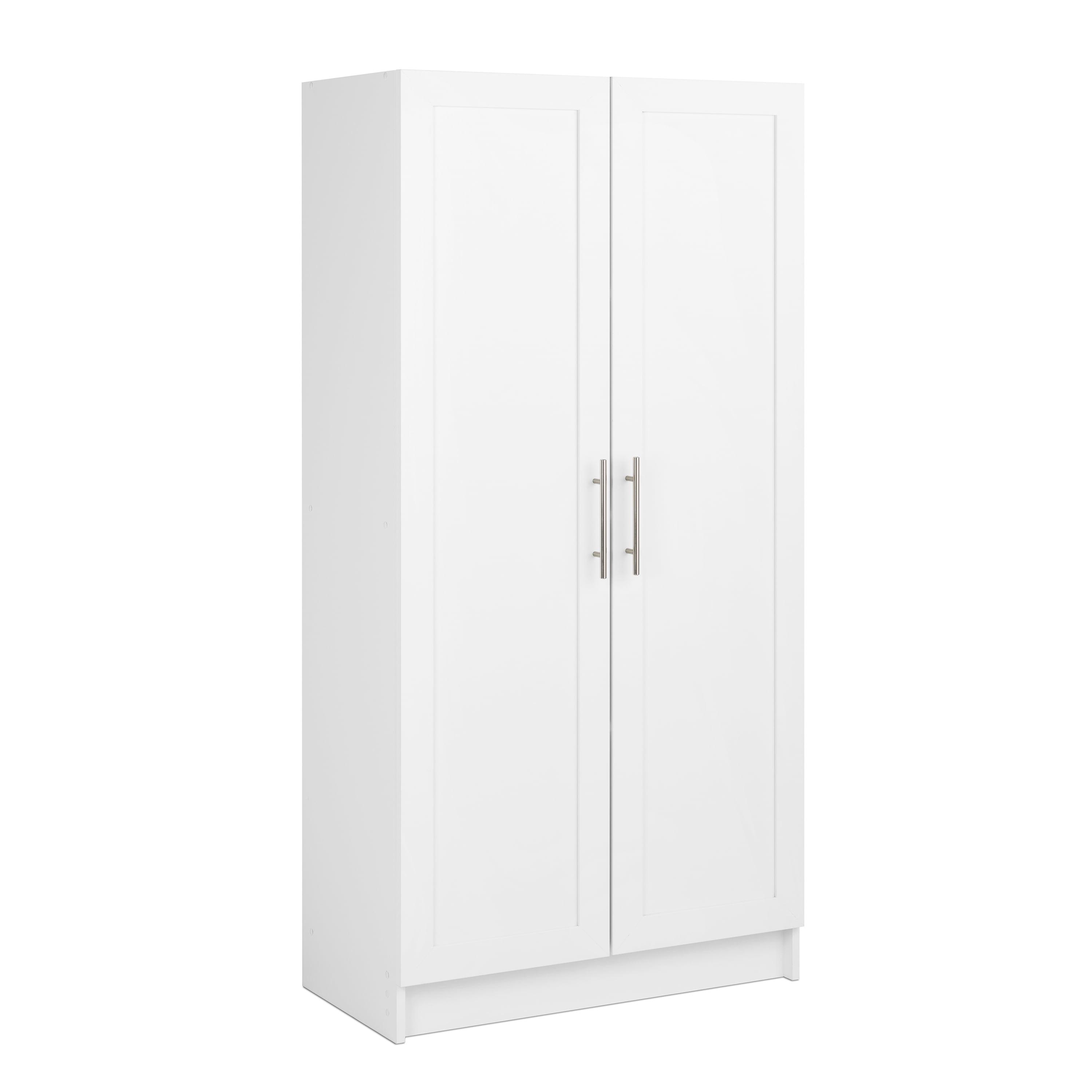 White Tall Utility Storage Cabinet with Adjustable Shelves