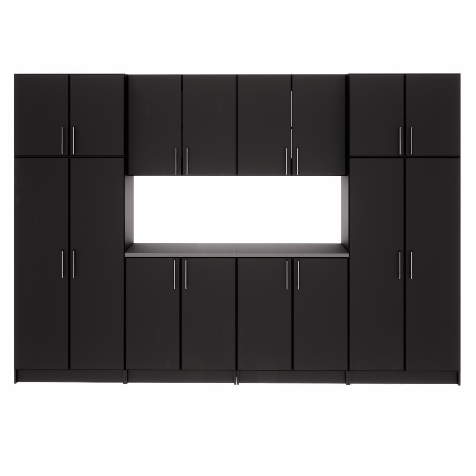 Black Freestanding 8-Piece Storage System with Adjustable Shelving