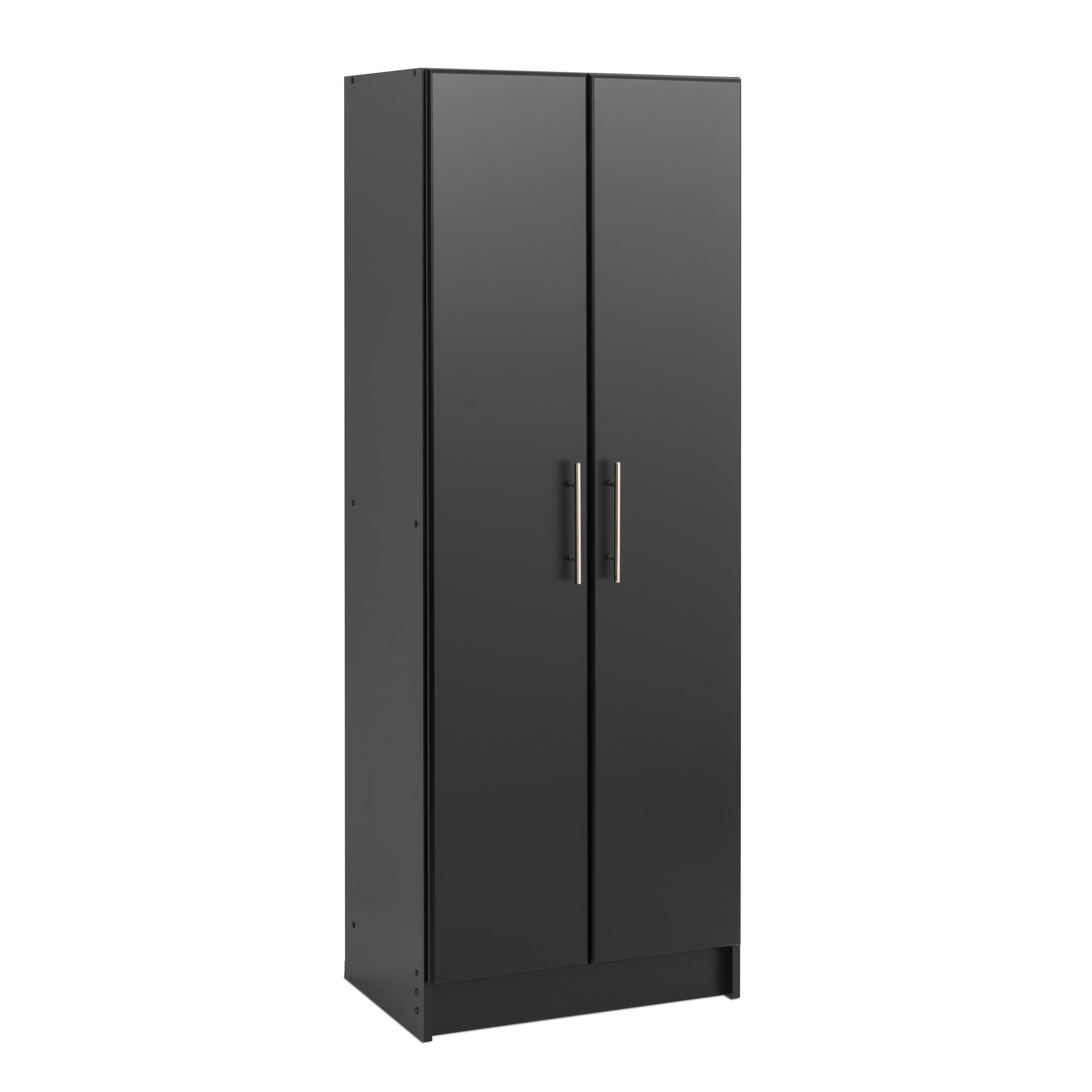 Black Tall Storage Cabinet with Adjustable Shelving