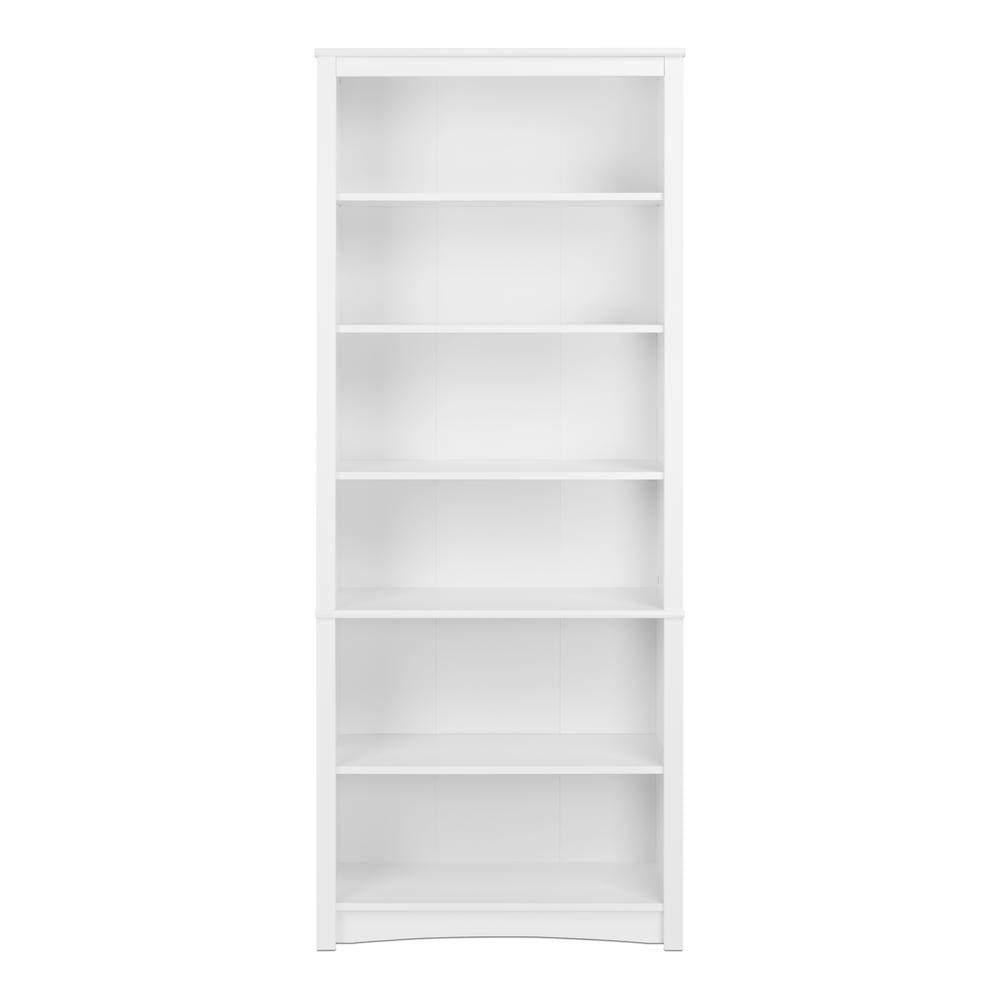 White Adjustable 6-Shelf Engineered Wood Bookcase