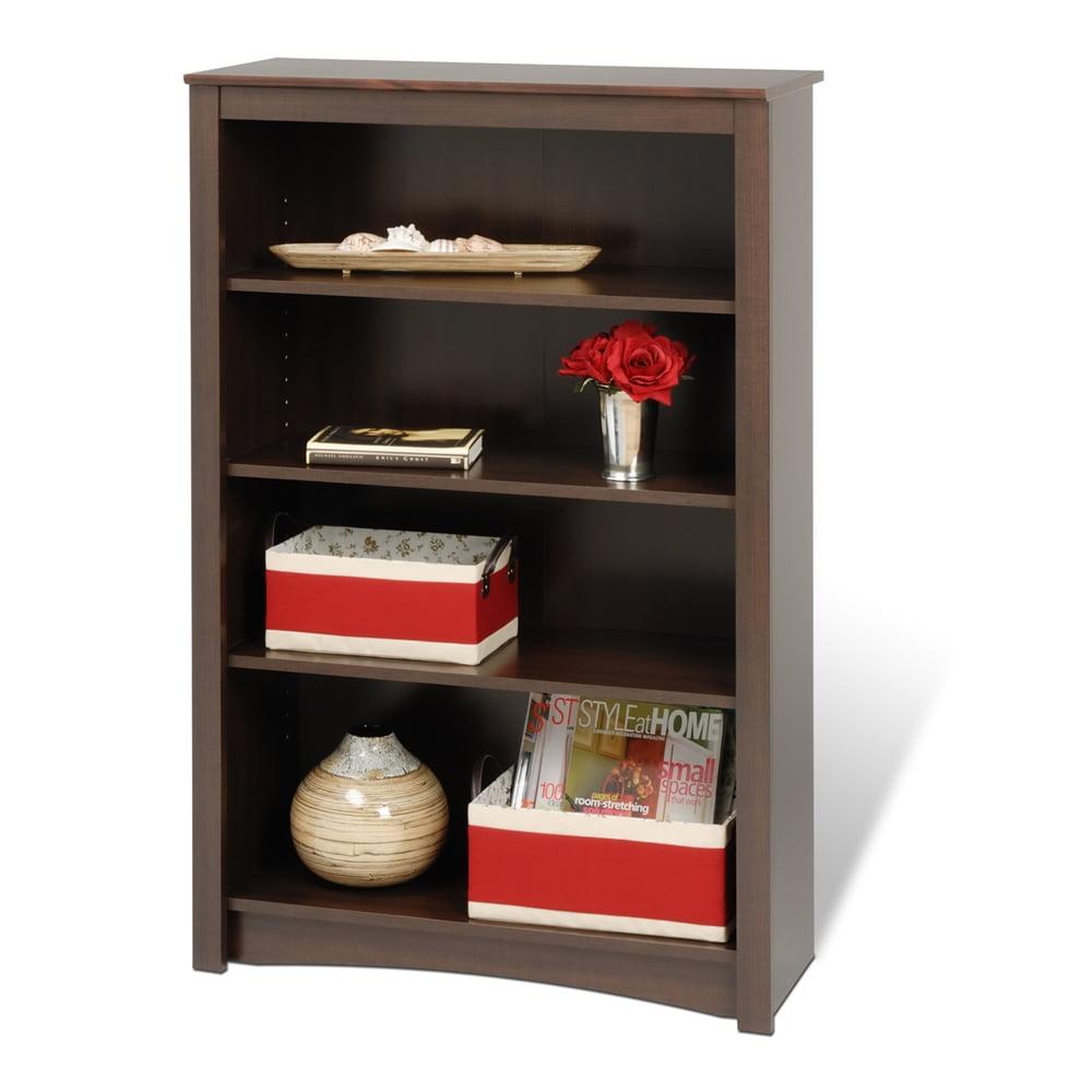 4 Shelf Bookcase Espresso - Prepac: Laminated Wood Composite, Metal Hardware, 80 lbs Capacity