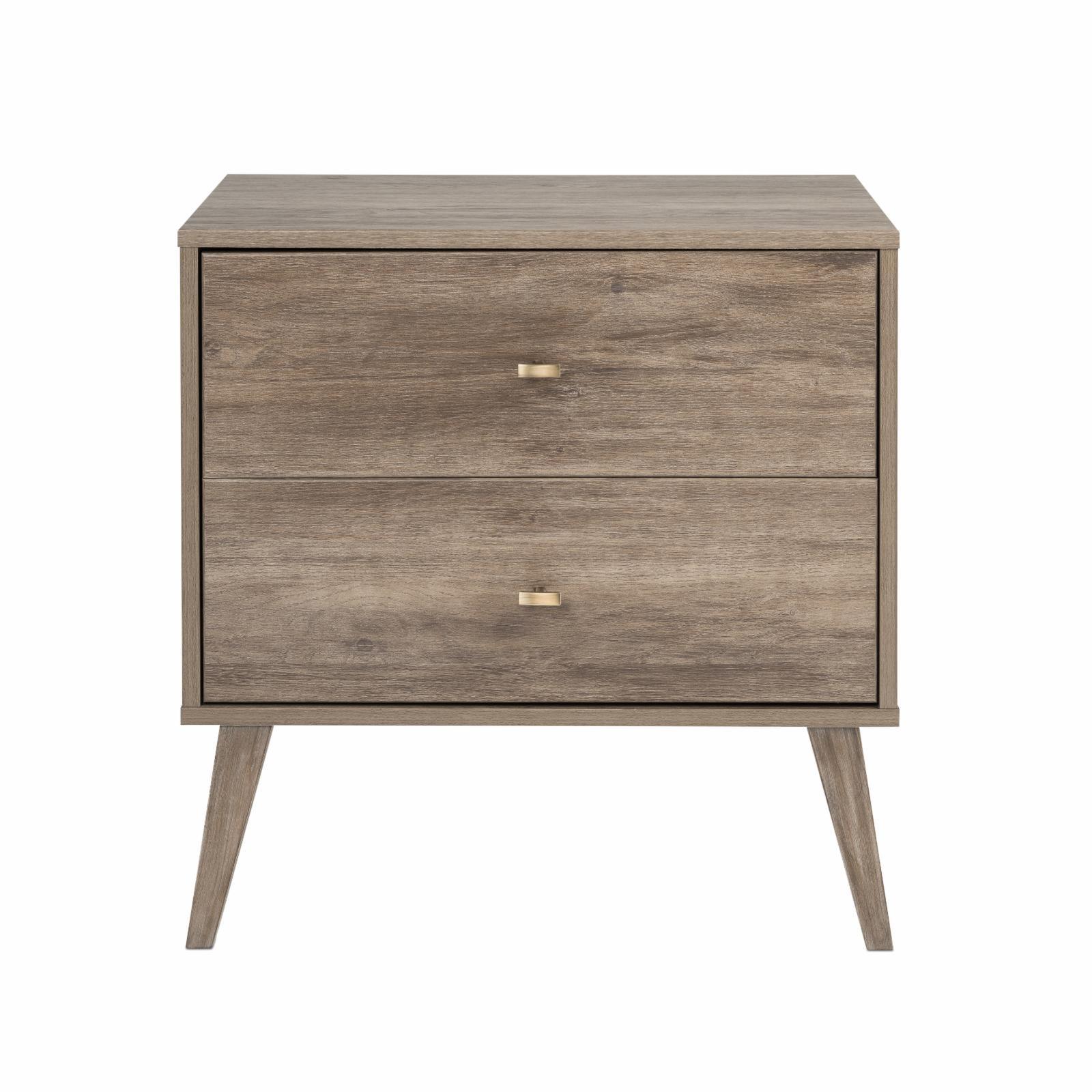 Mid Century Modern 2 Drawer Wide Nightstand  - Prepac