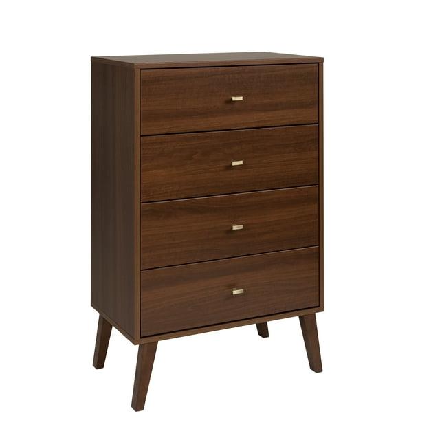 Milo Mid Century Modern 4 Drawer Chest Cherry - Prepac: Sleek Bedroom Storage Solution