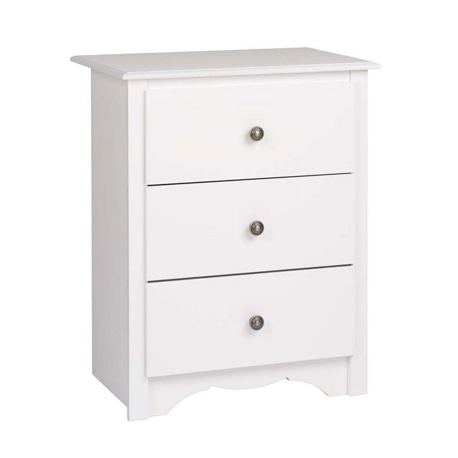 Monterey White 3-Drawer Nightstand with Pewter Knobs - 35.5"